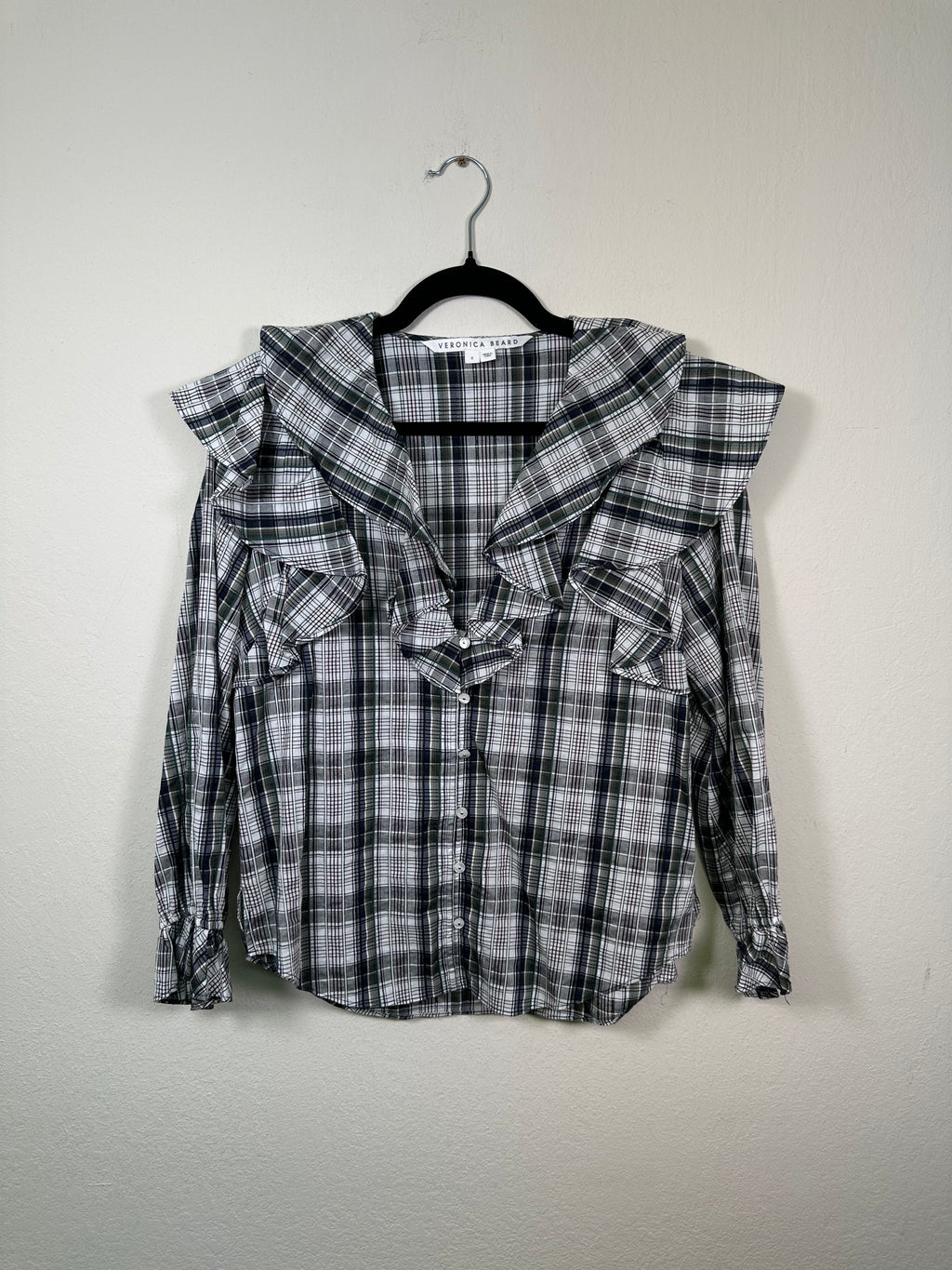 Veronica Beard Plaid Ruffle Top
