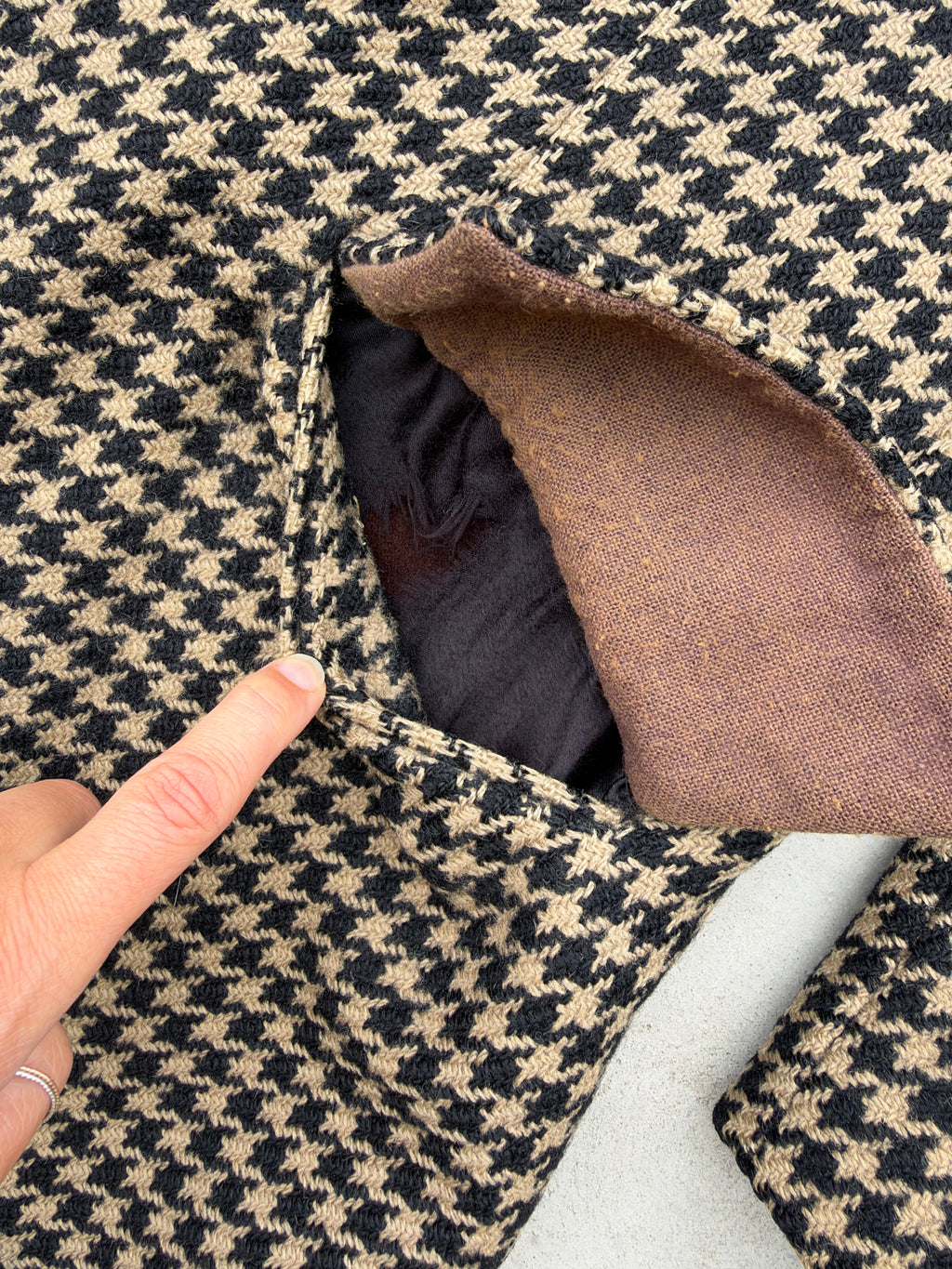 70/80s Bespoke Dunhill Tailors NY Double-Breasted Houndstooth Overcoat