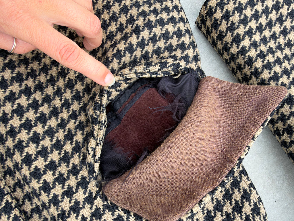 70/80s Bespoke Dunhill Tailors NY Double-Breasted Houndstooth Overcoat