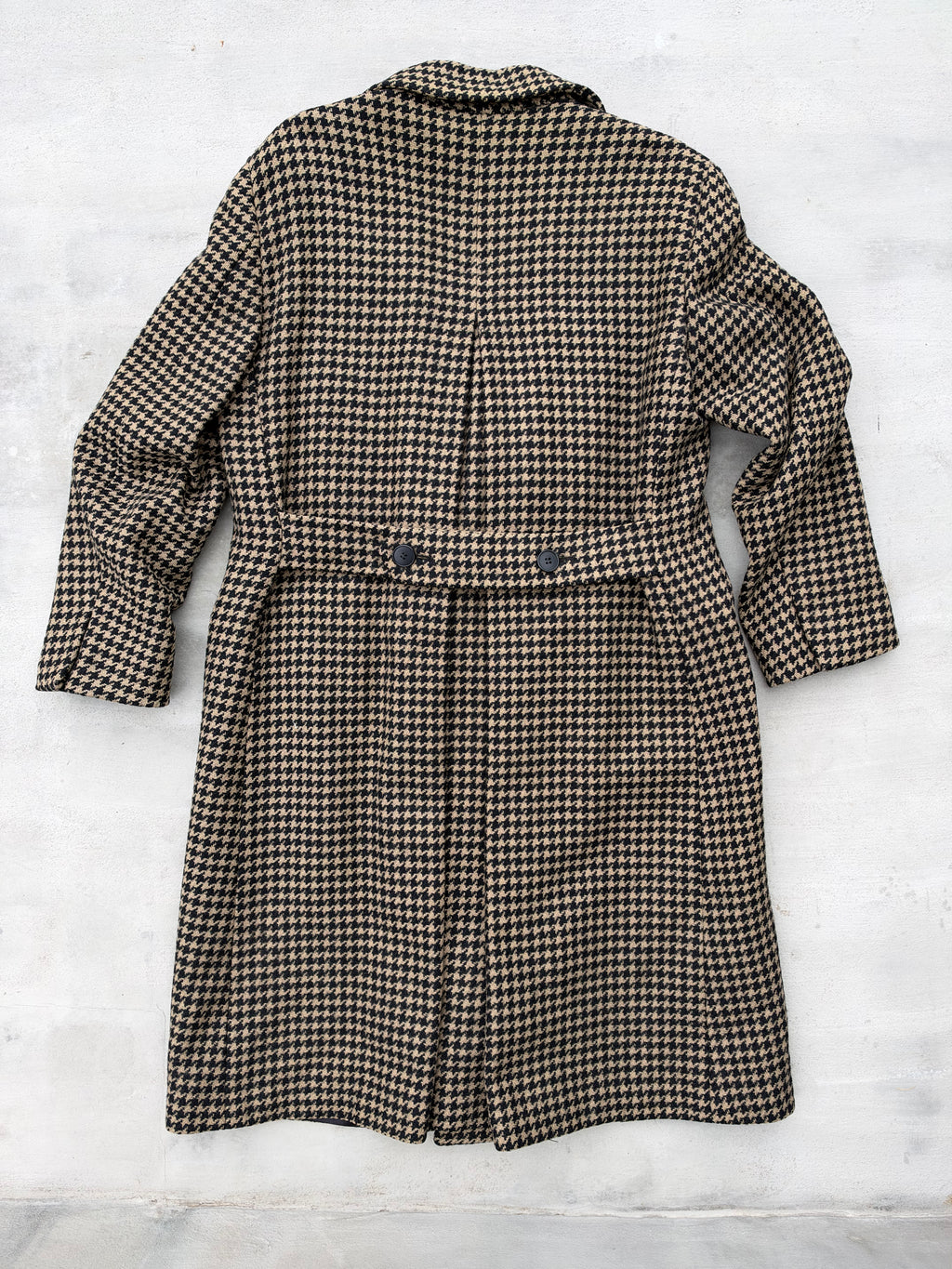 70/80s Bespoke Dunhill Tailors NY Double-Breasted Houndstooth Overcoat