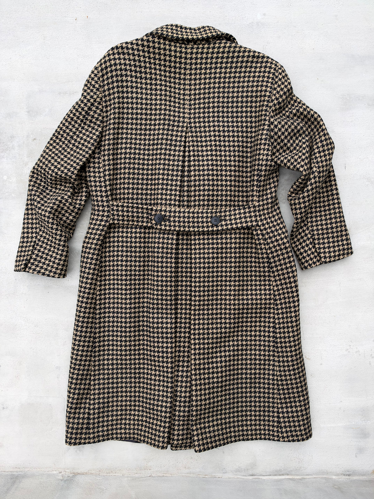 70/80s Bespoke Dunhill Tailors NY Double-Breasted Houndstooth Overcoat