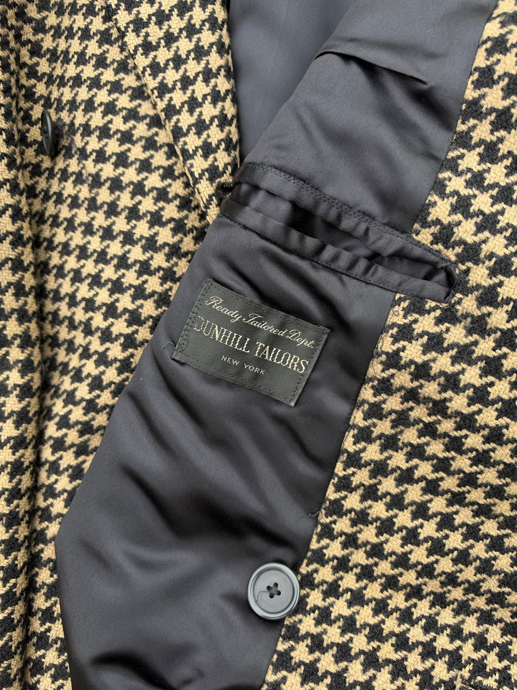 70/80s Bespoke Dunhill Tailors NY Double-Breasted Houndstooth Overcoat