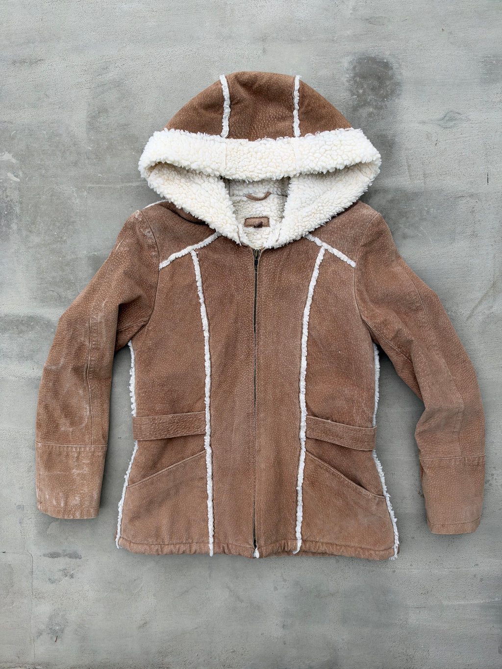 Y2K 💛 🌙  ⭐️ Hooded Suede & Faux Sherpa-Lined Jacket