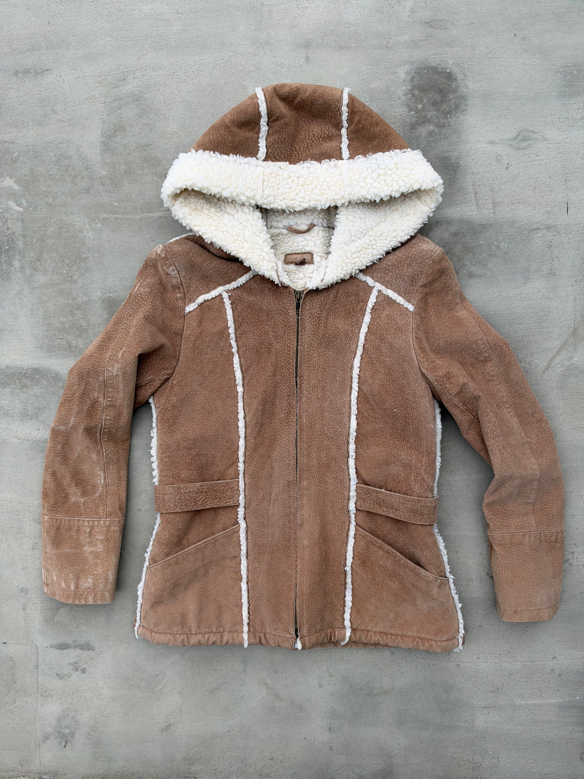 Y2K 💛 🌙  ⭐️ Hooded Suede & Faux Sherpa-Lined Jacket
