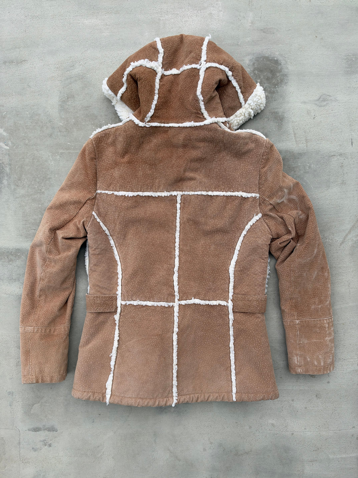 Y2K 💛 🌙  ⭐️ Hooded Suede & Faux Sherpa-Lined Jacket