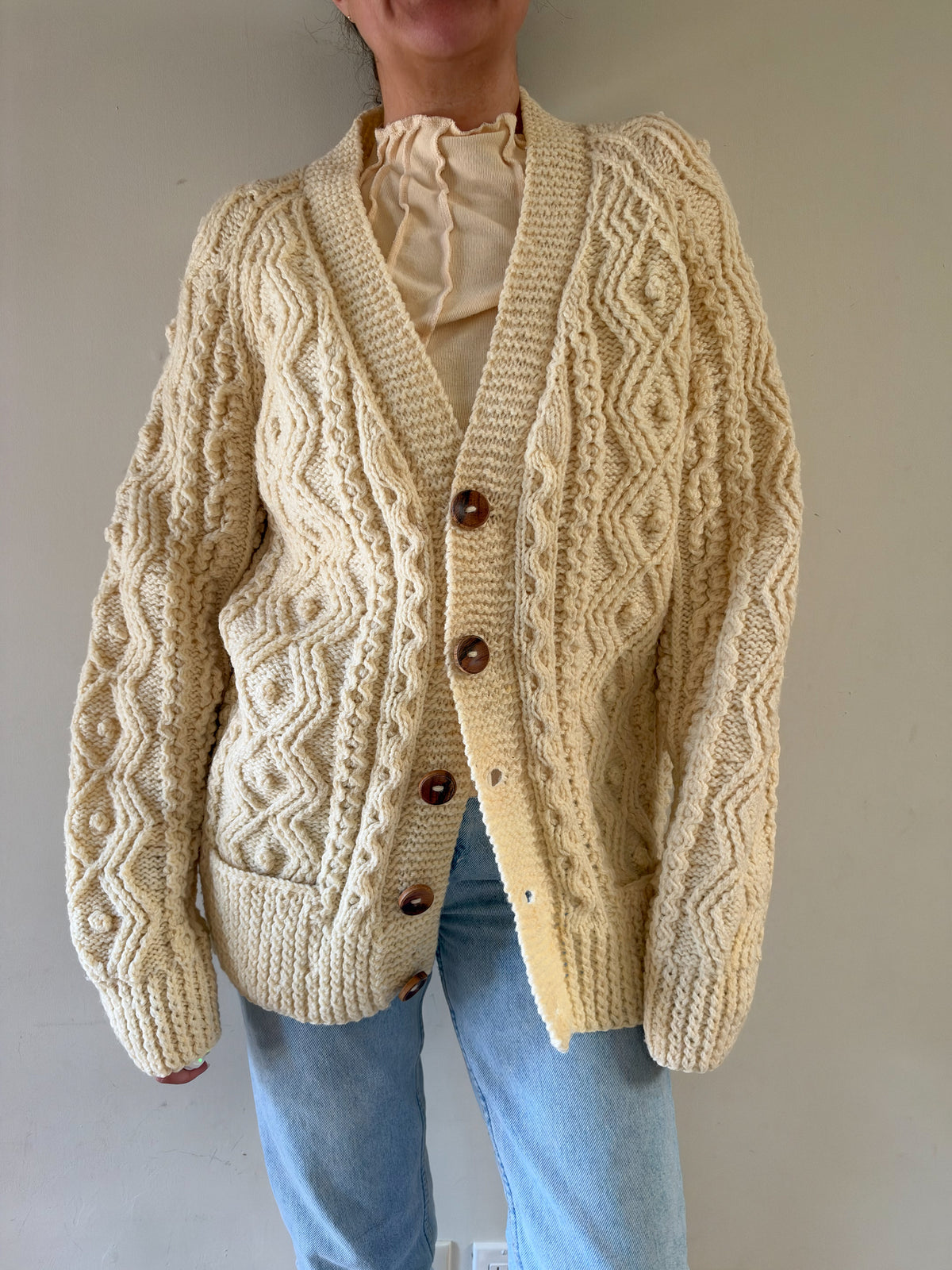 60/70s The Aran Islander Irish Wool Cardigan Sweater