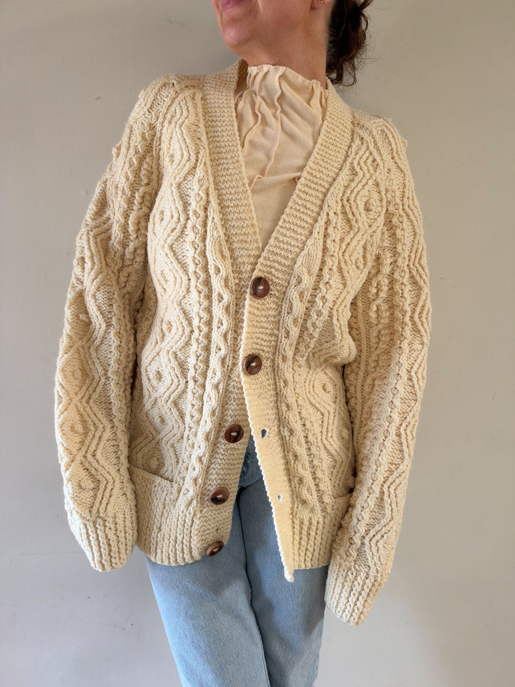 60/70s The Aran Islander Irish Wool Cardigan Sweater