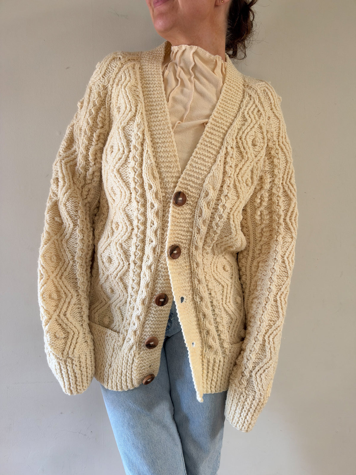 60/70s The Aran Islander Irish Wool Cardigan Sweater