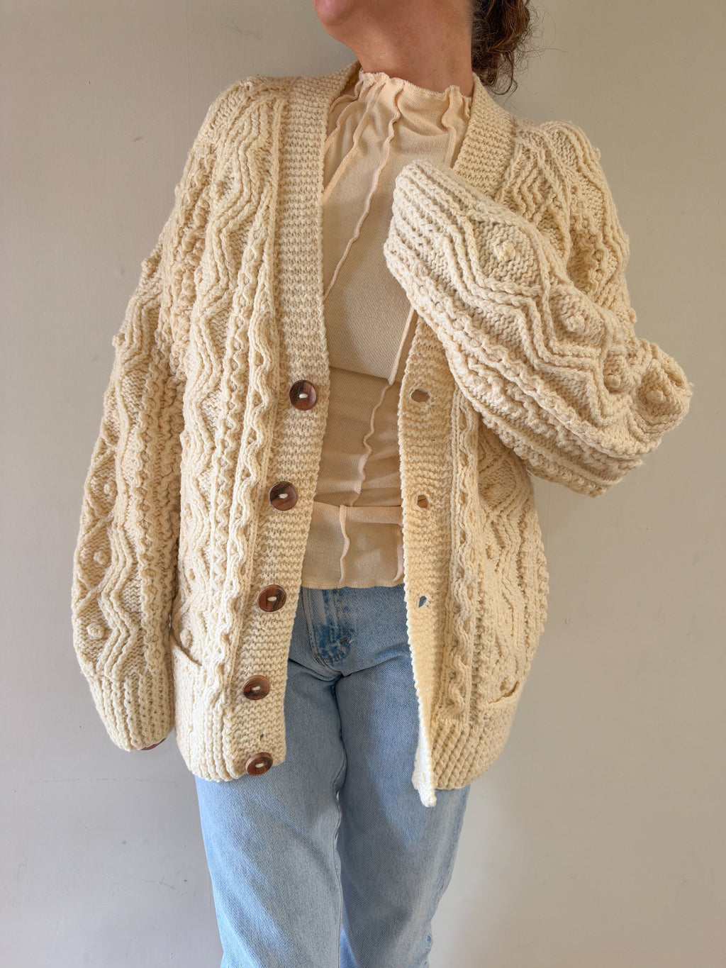 60/70s The Aran Islander Irish Wool Cardigan Sweater