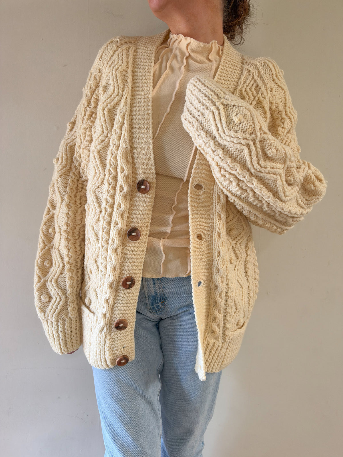 60/70s The Aran Islander Irish Wool Cardigan Sweater