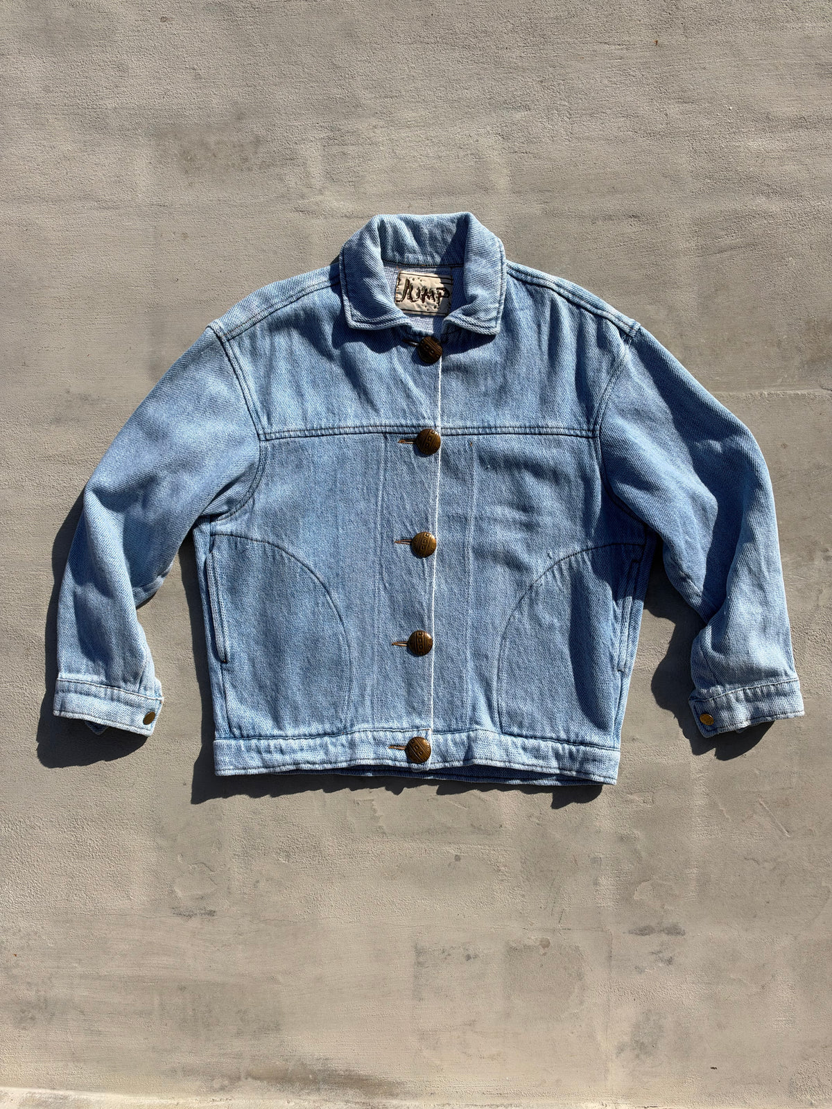 Jump Boxy Denim Jacket with Brass Buttons