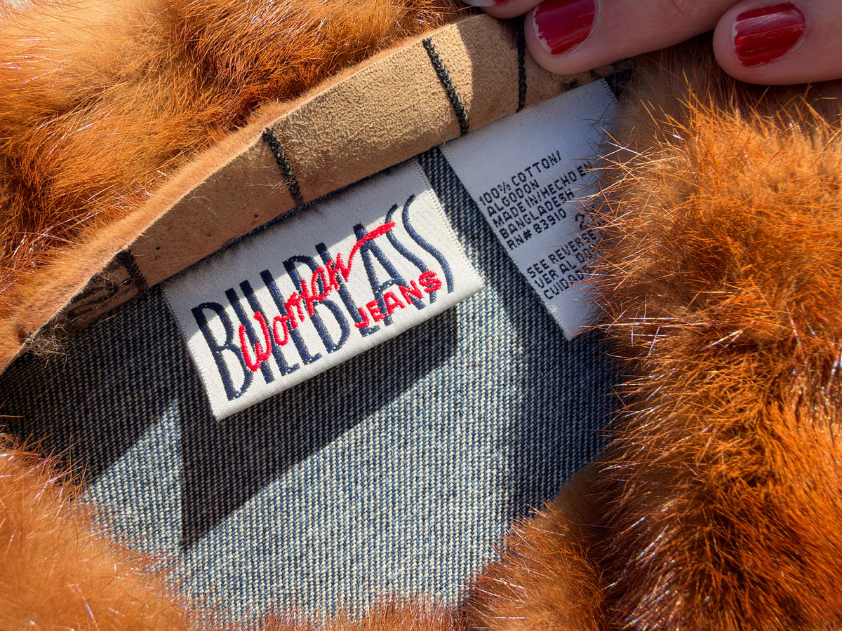 90s Upcycled Bill Blass Fur-Trim Denim Jacket