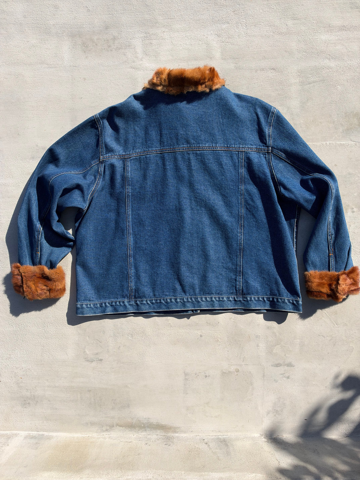 90s Upcycled Bill Blass Fur-Trim Denim Jacket