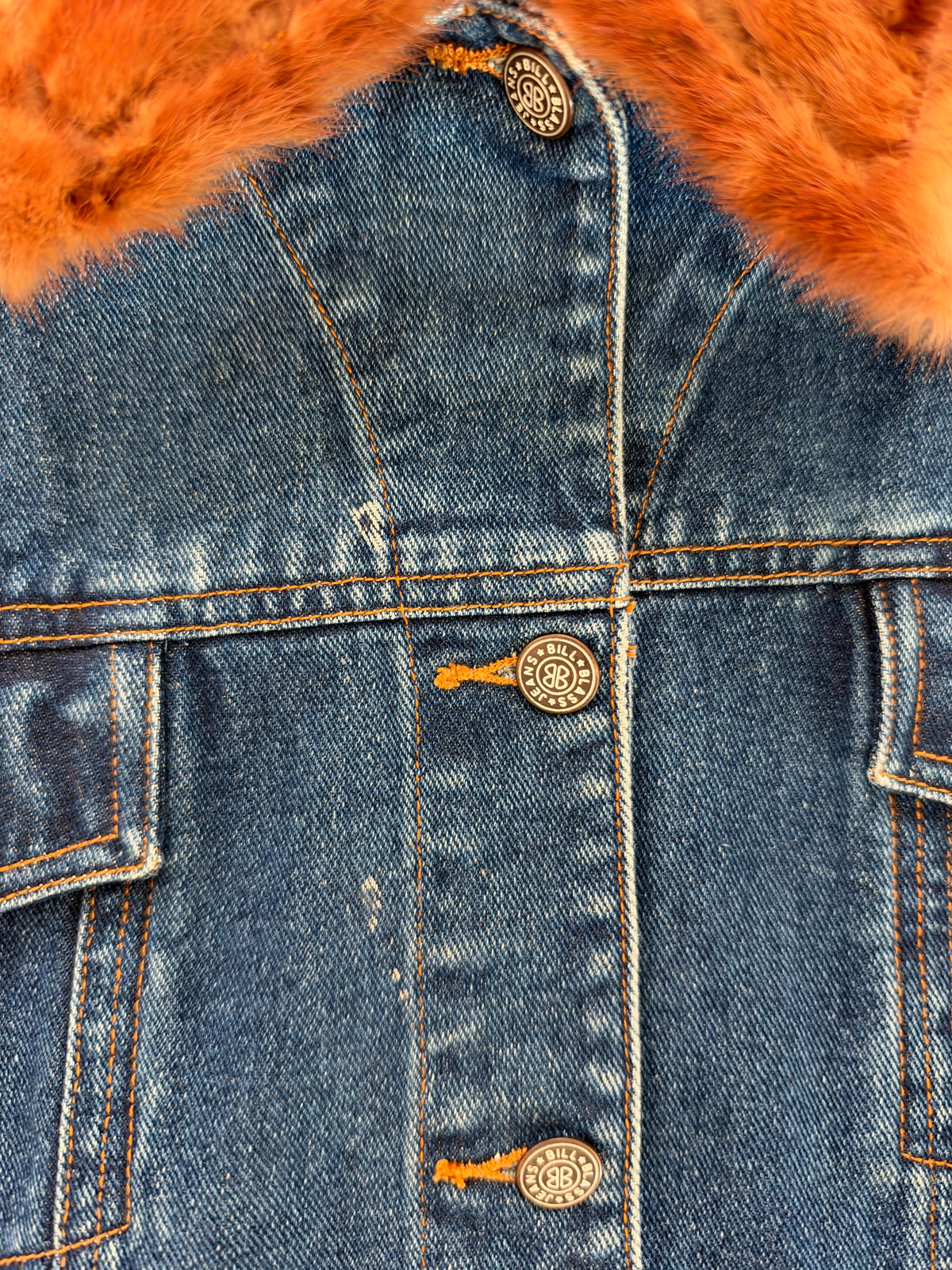 90s Upcycled Bill Blass Fur-Trim Denim Jacket