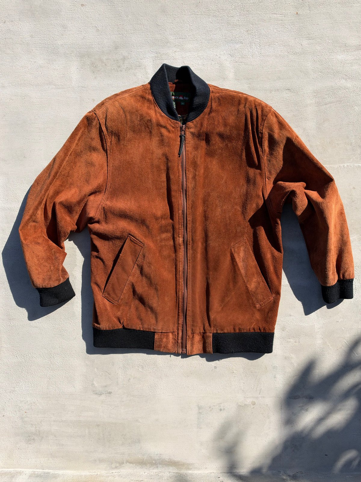 90s Terracotta Suede Longline Bomber