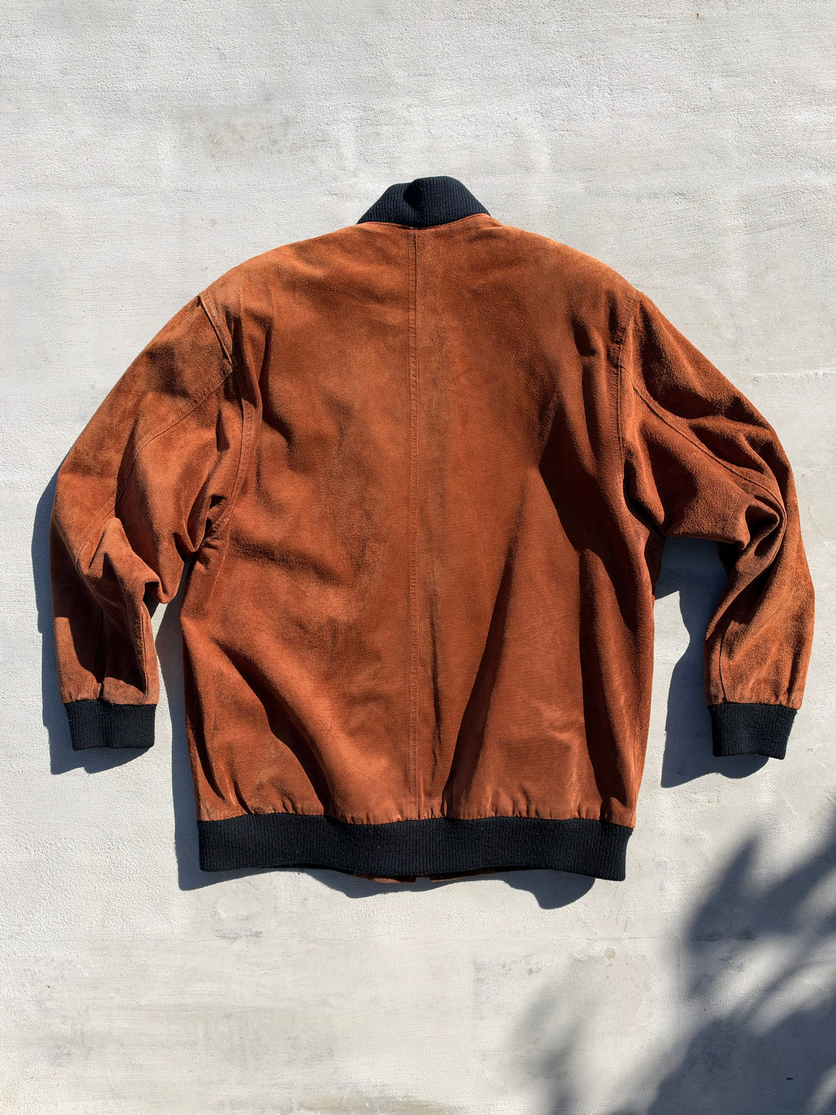 90s Terracotta Suede Longline Bomber