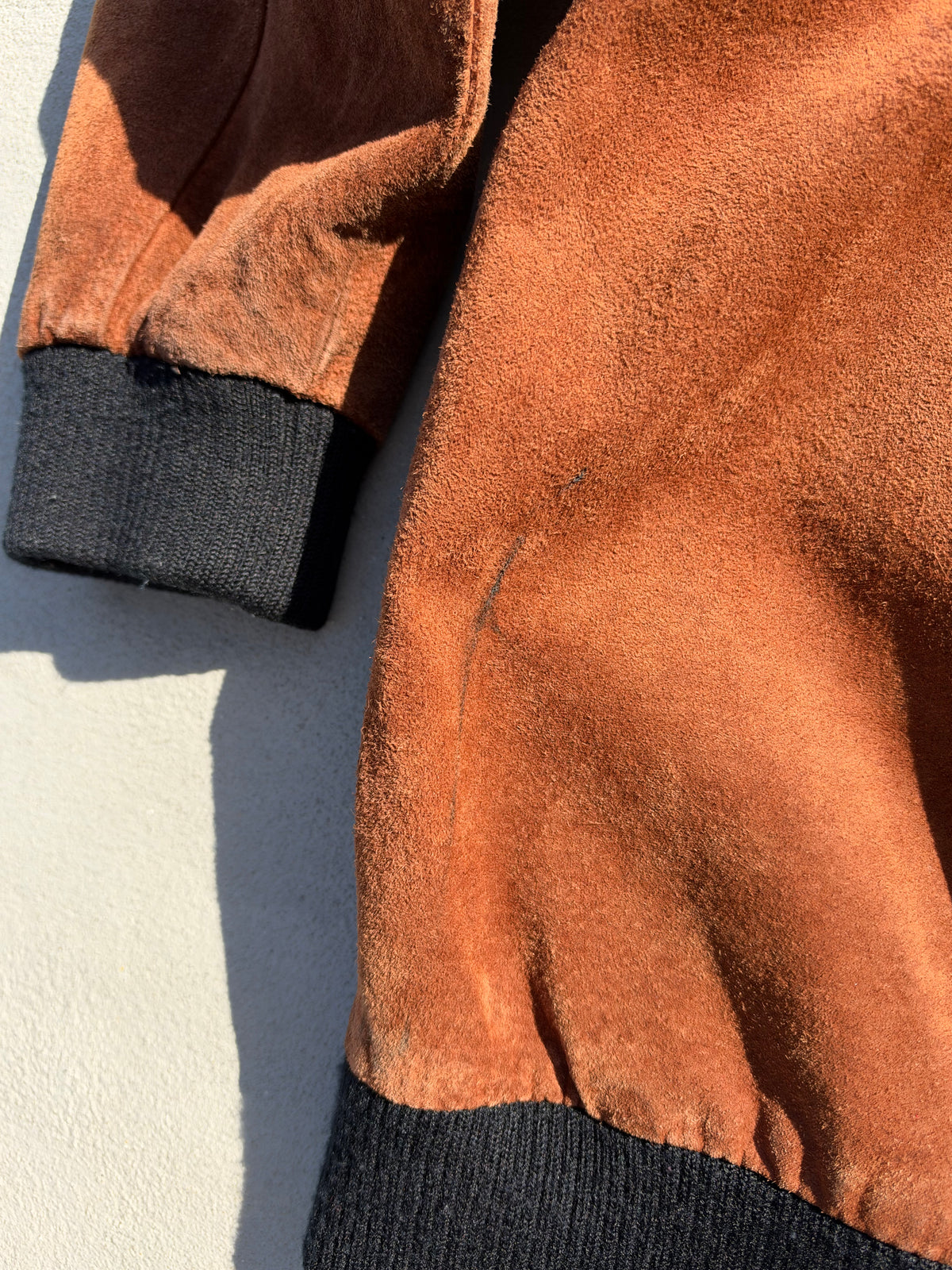 90s Terracotta Suede Longline Bomber