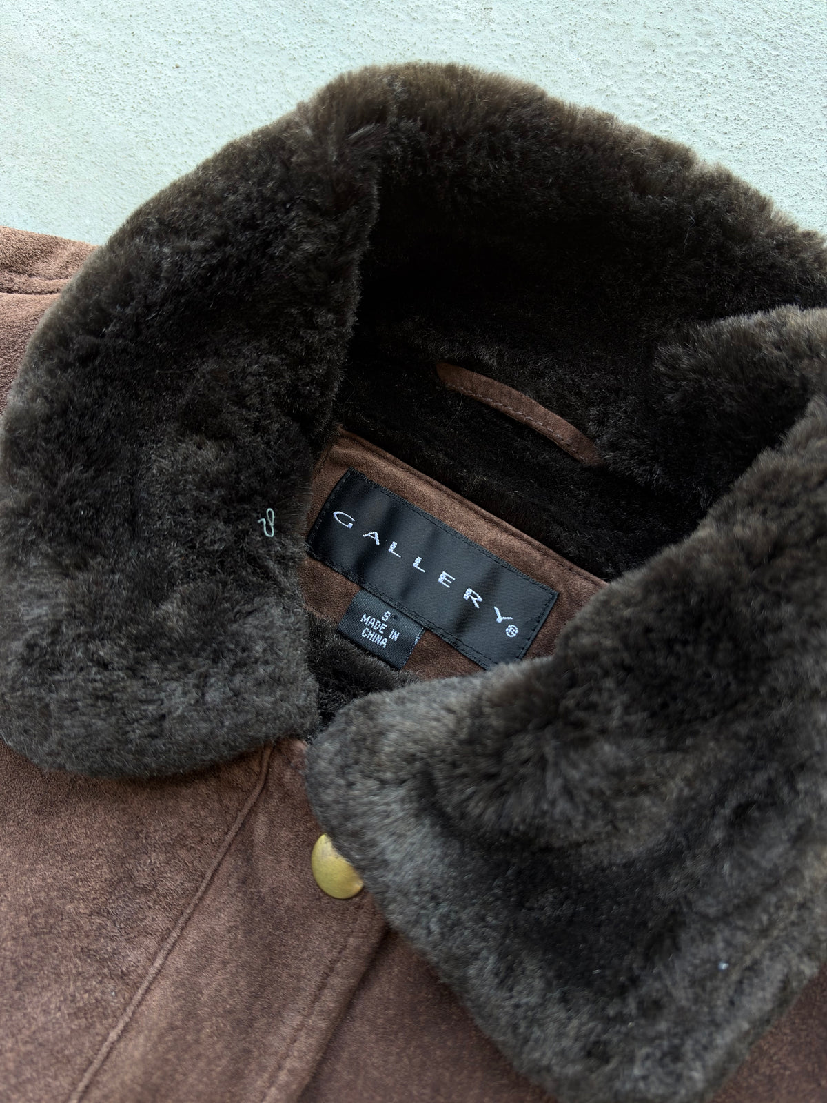 90s Chocolate Suede Coat with Faux-Fur Lining