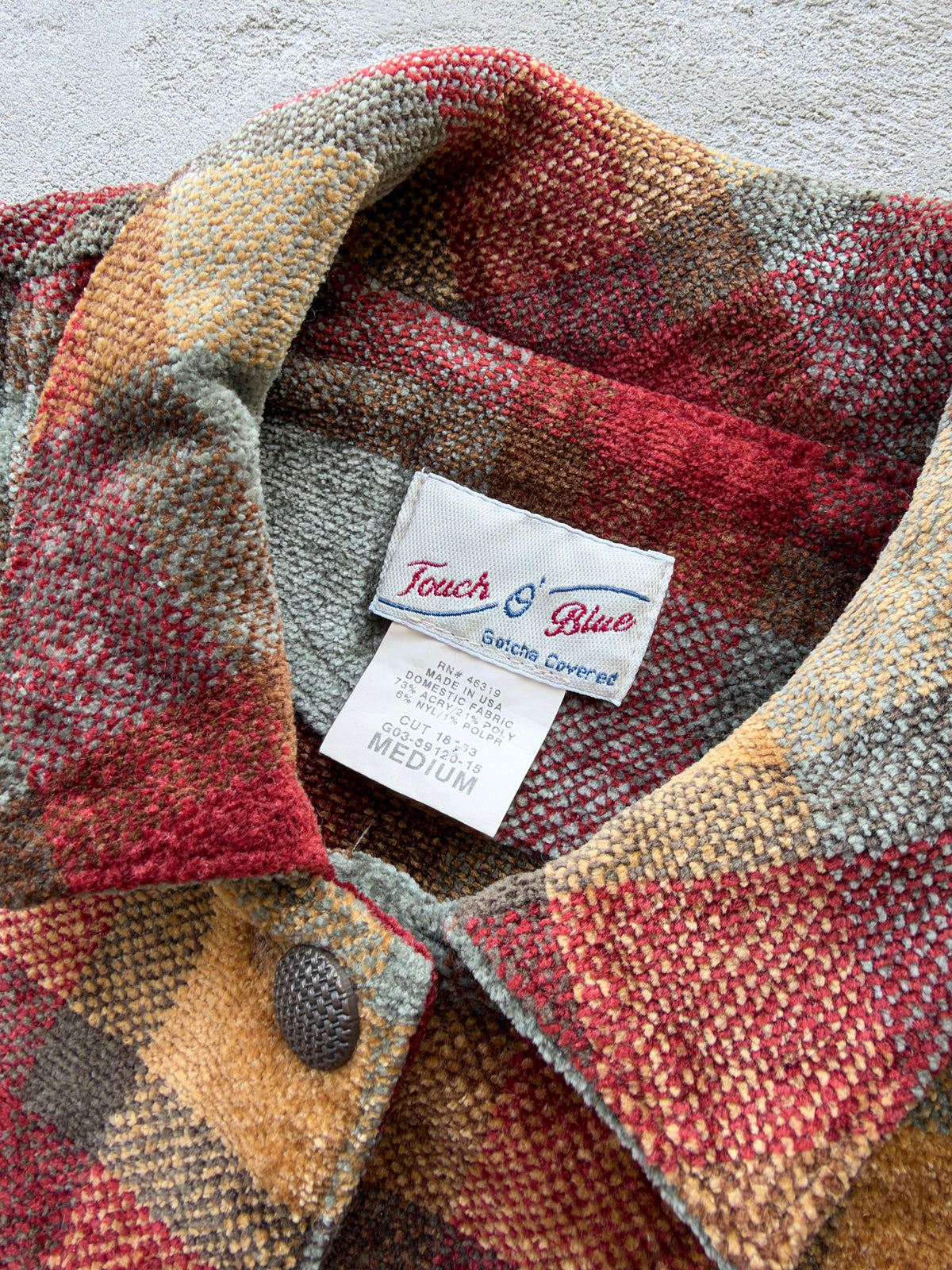 90s Boxy Chenille Plaid Jacket