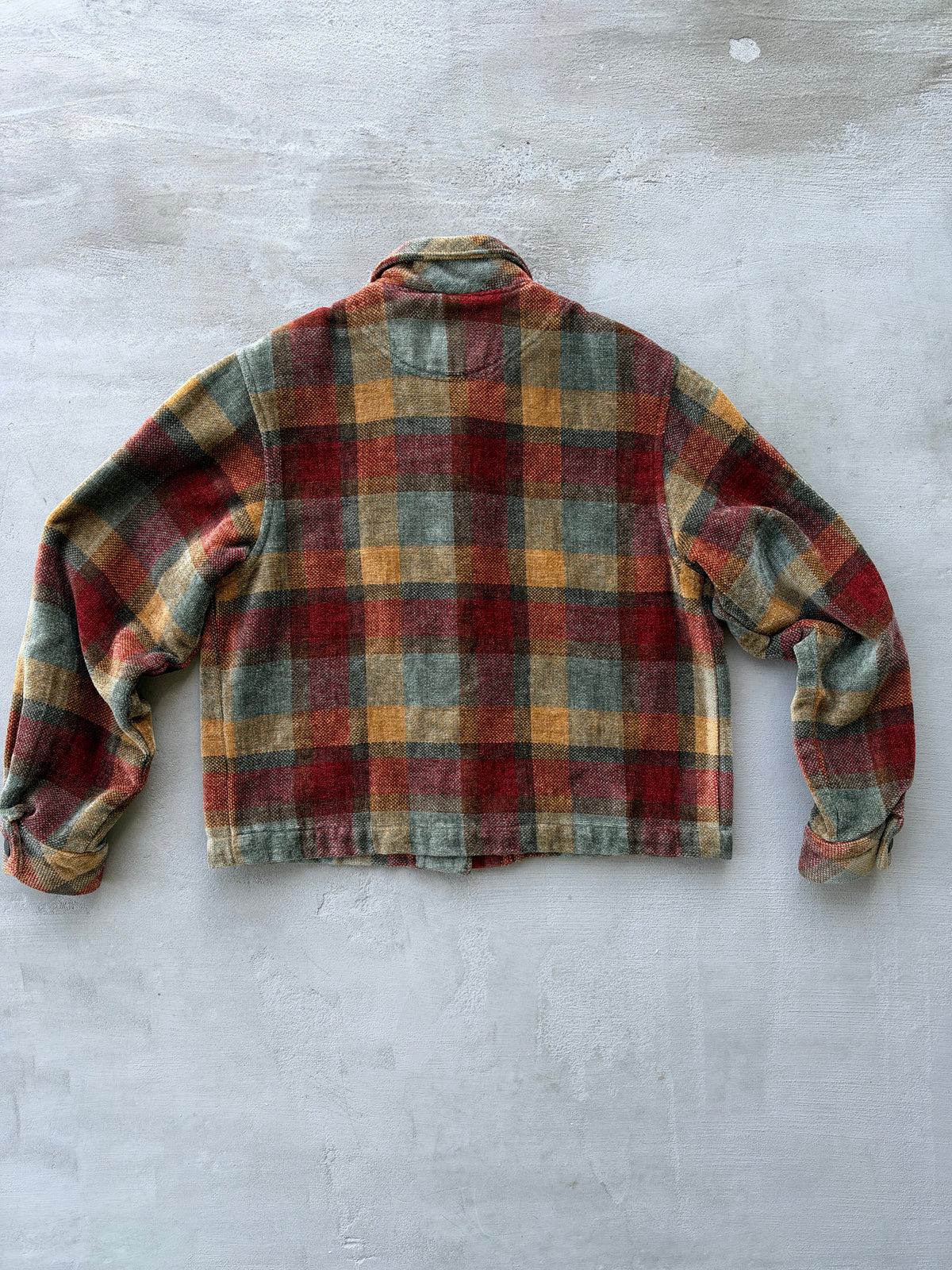 90s Boxy Chenille Plaid Jacket