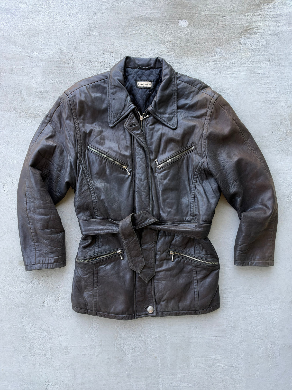 90s Faded Buttery-Soft Leather Belted Jacket