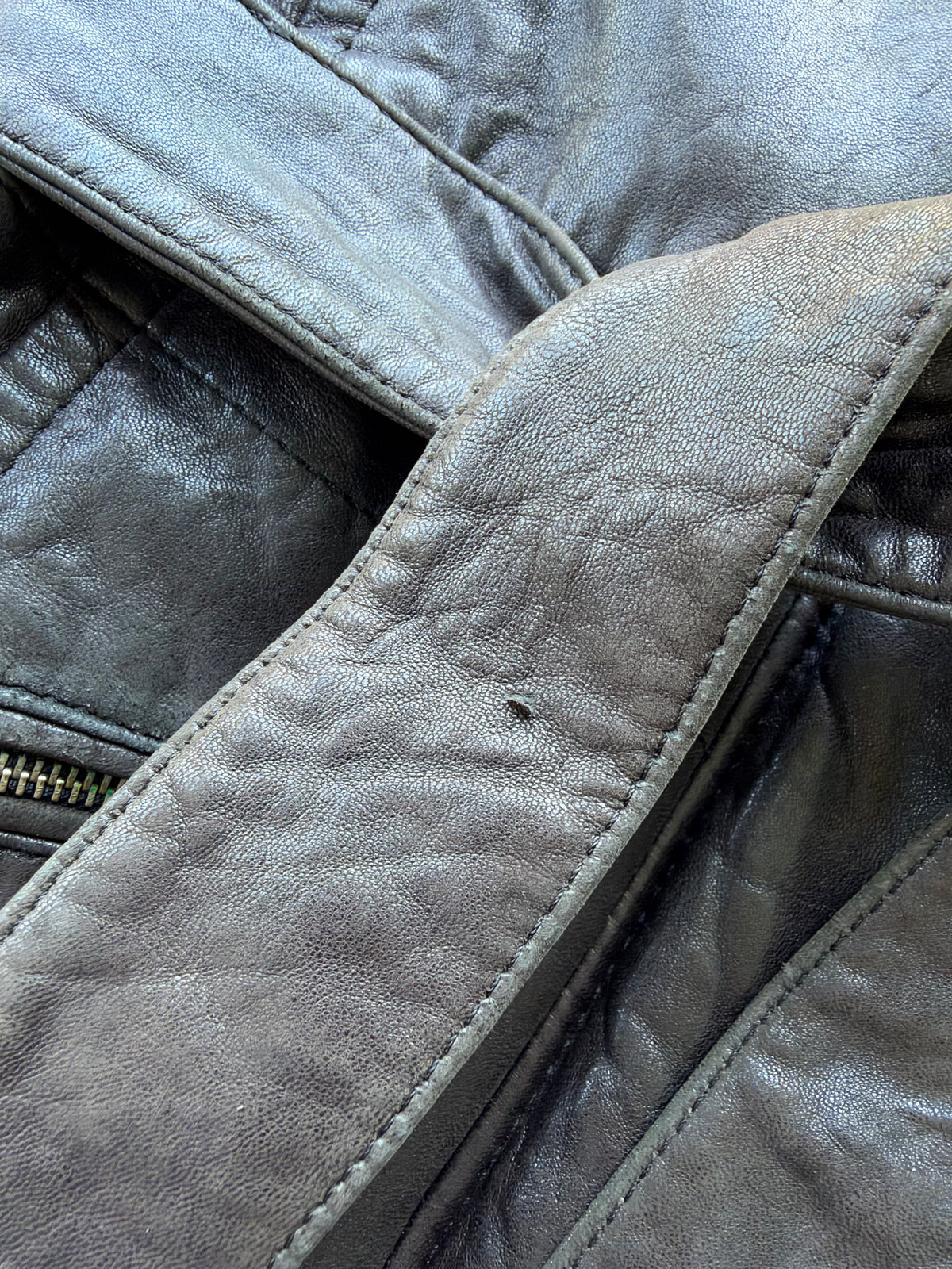 90s Faded Buttery-Soft Leather Belted Jacket