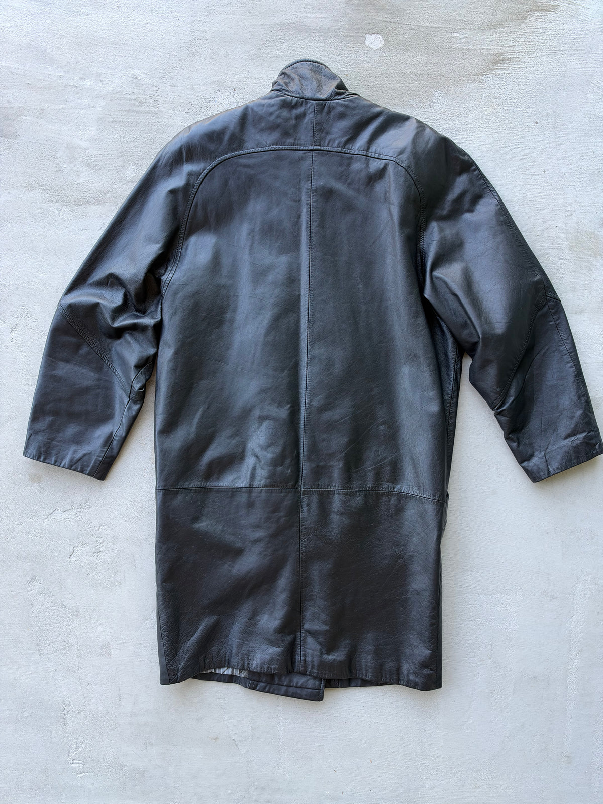 80s Pelle Studio Longline Funnel Neck Leather Jacket