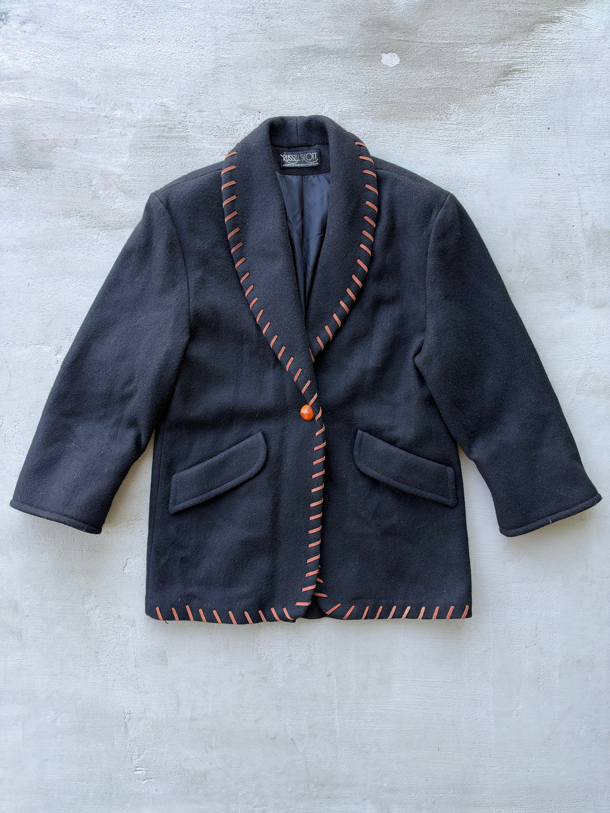 80s Russell Scott Wool Blend Western Whipstitch Jacket