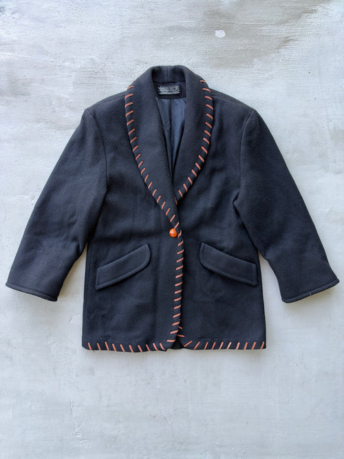 80s Russell Scott Wool Blend Western Whipstitch Jacket