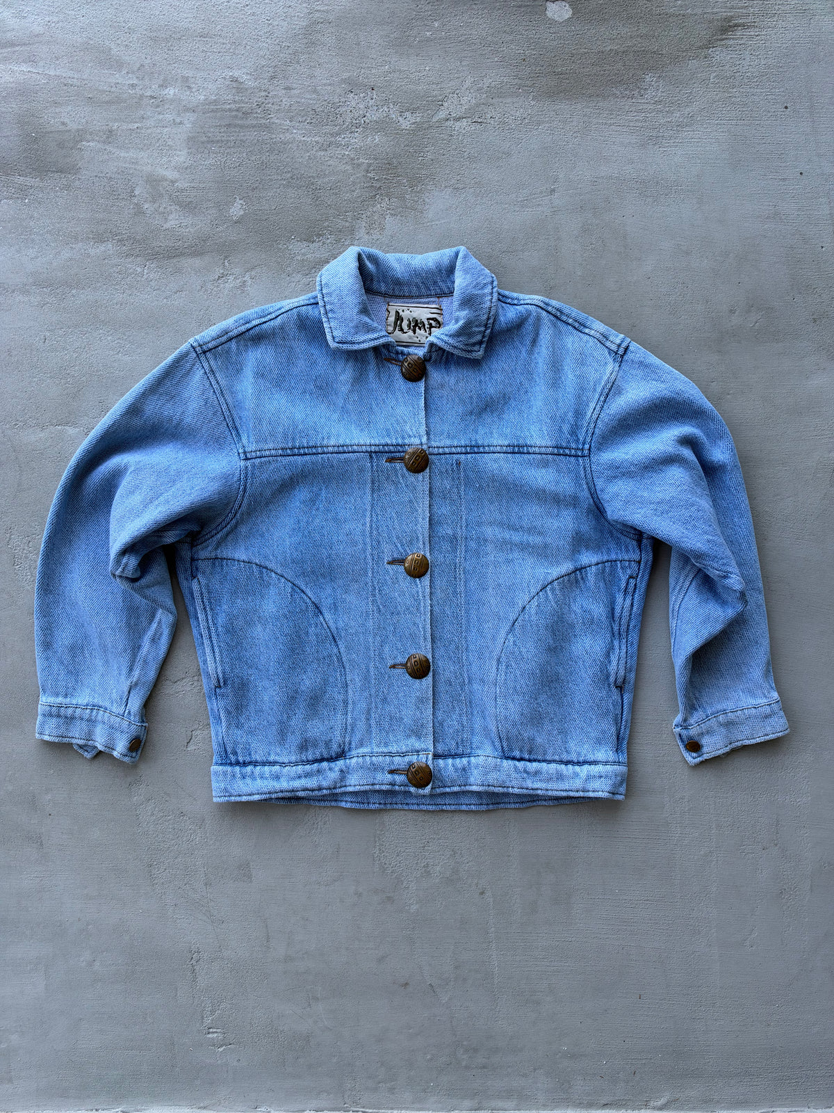 Jump Boxy Denim Jacket with Brass Buttons
