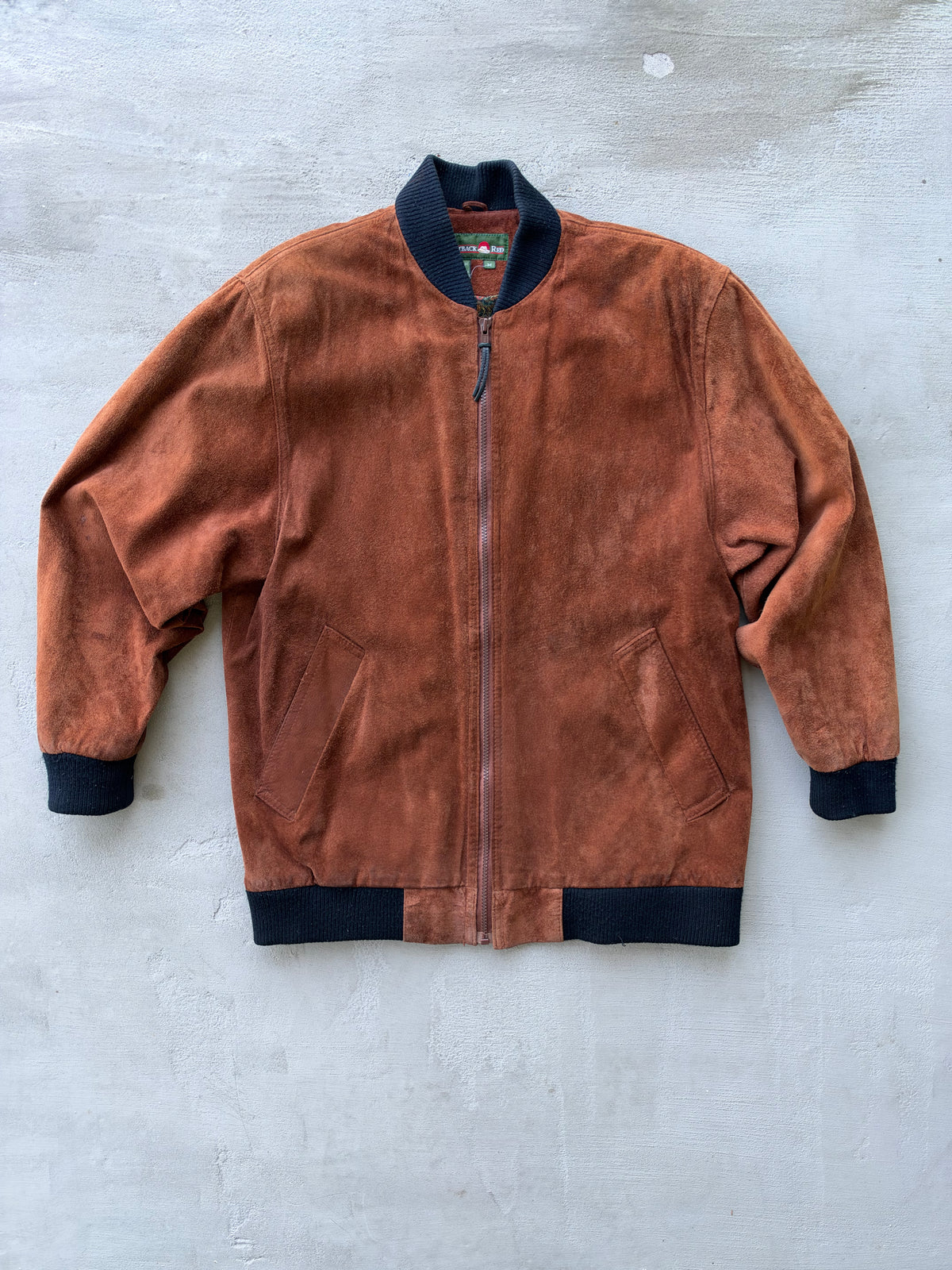 90s Terracotta Suede Longline Bomber
