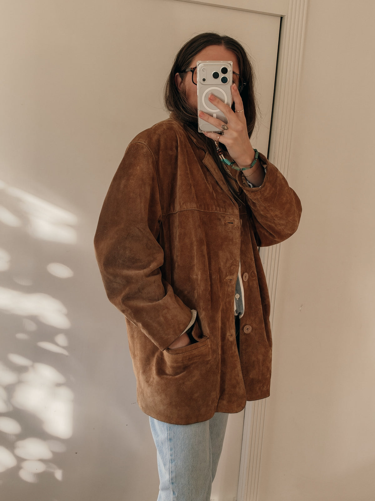 Boyfriend Jacket: Camel Suede Oversized Blazer