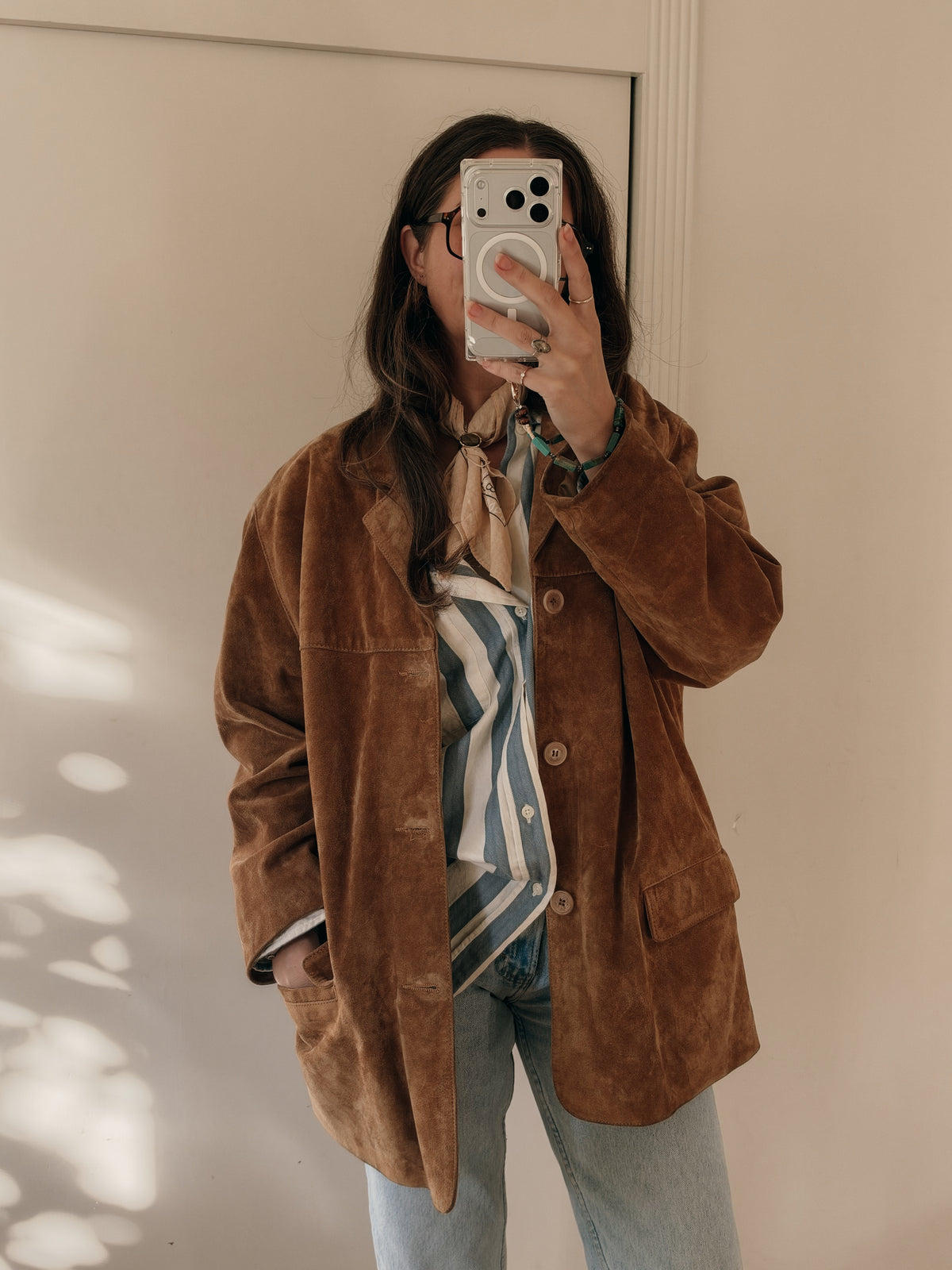 Boyfriend Jacket: Camel Suede Oversized Blazer