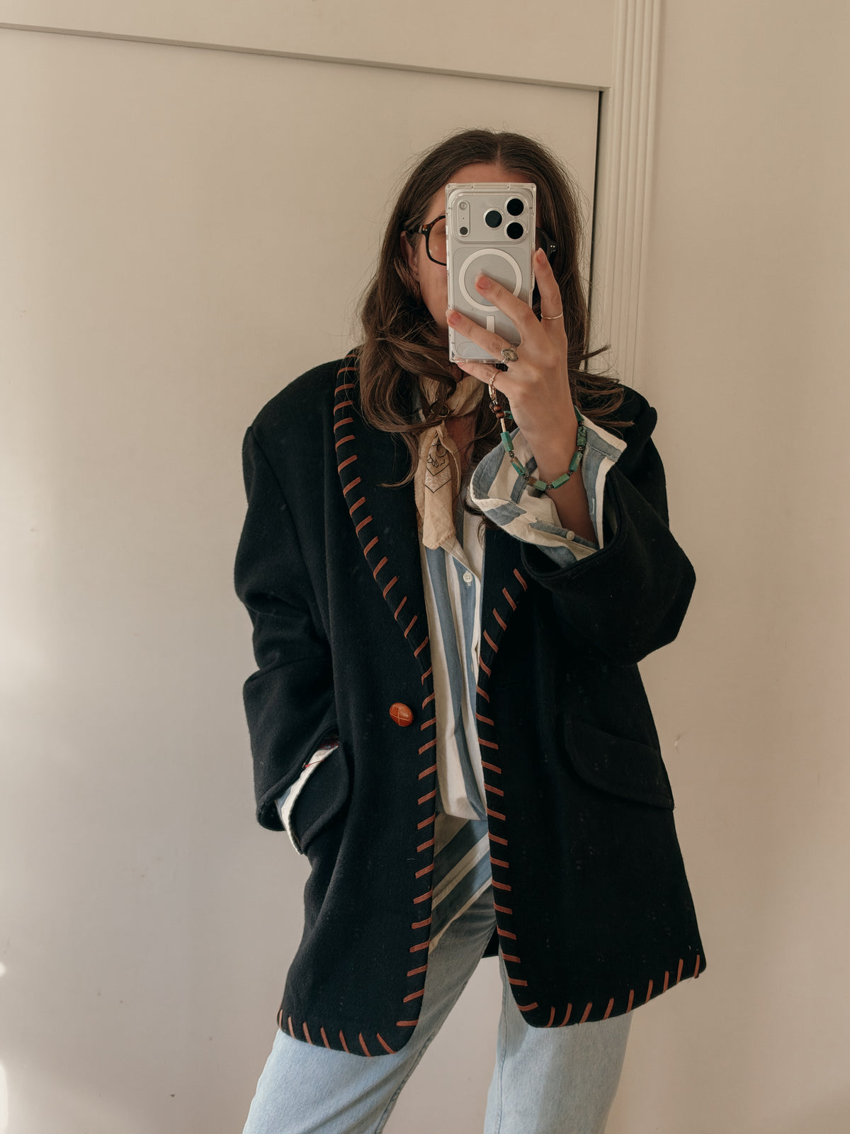 80s Russell Scott Wool Blend Western Whipstitch Jacket