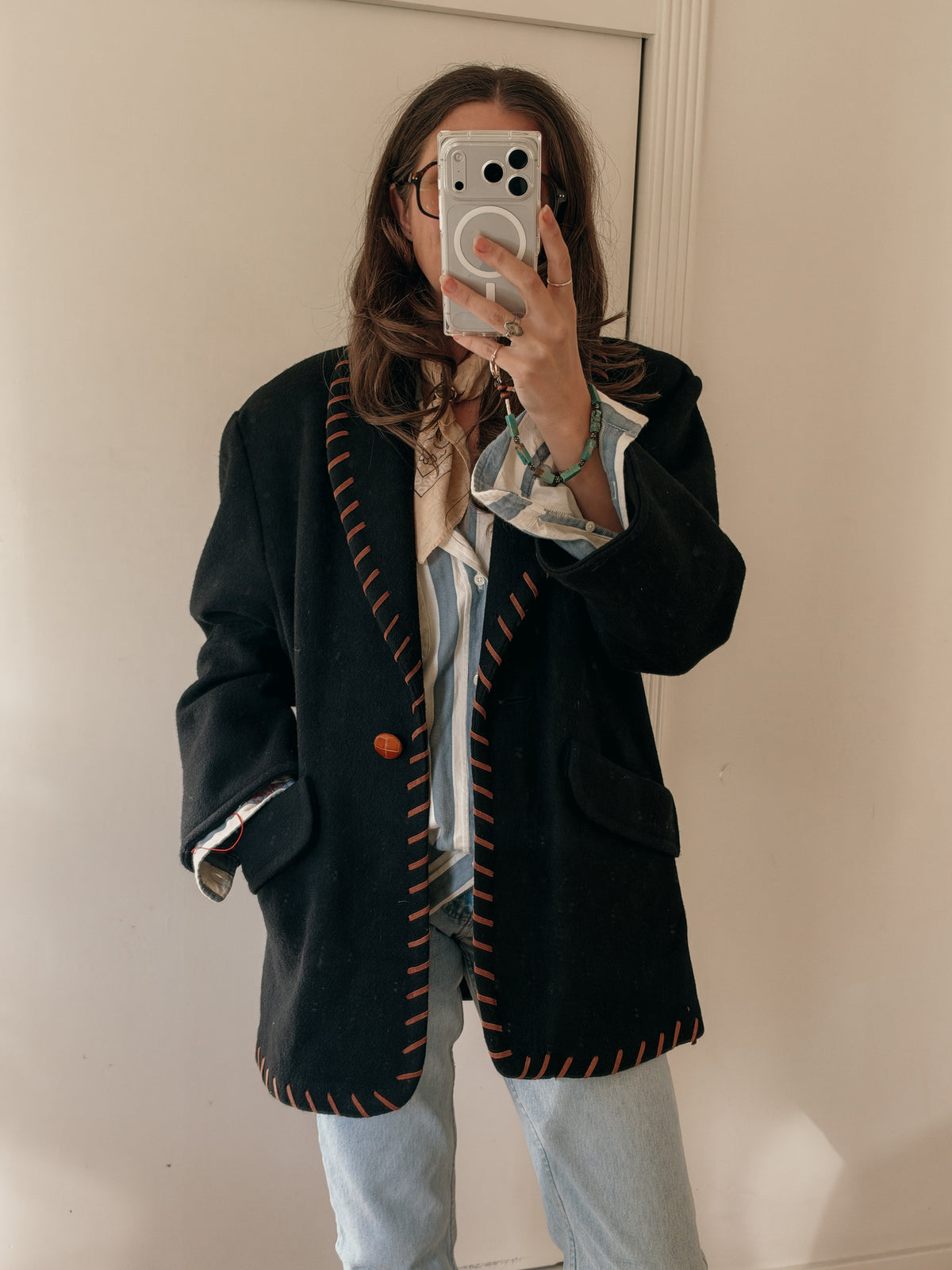 80s Russell Scott Wool Blend Western Whipstitch Jacket