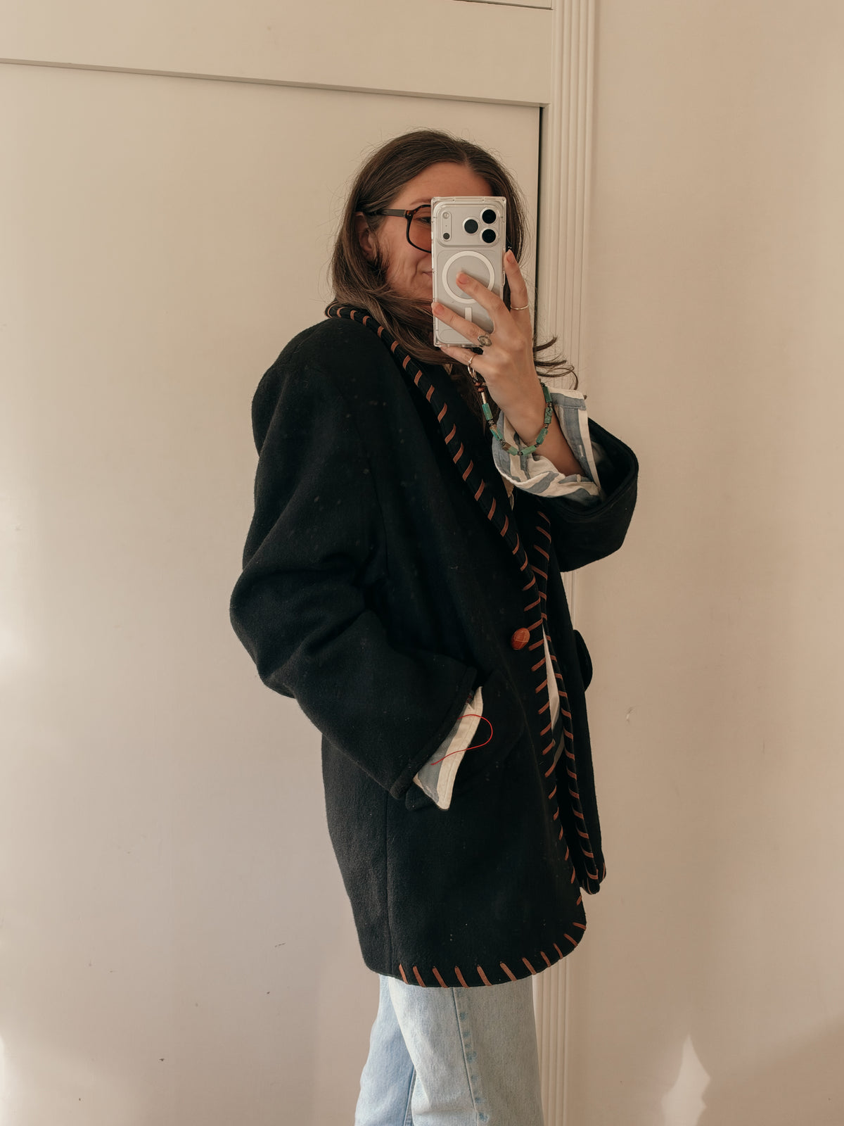 80s Russell Scott Wool Blend Western Whipstitch Jacket