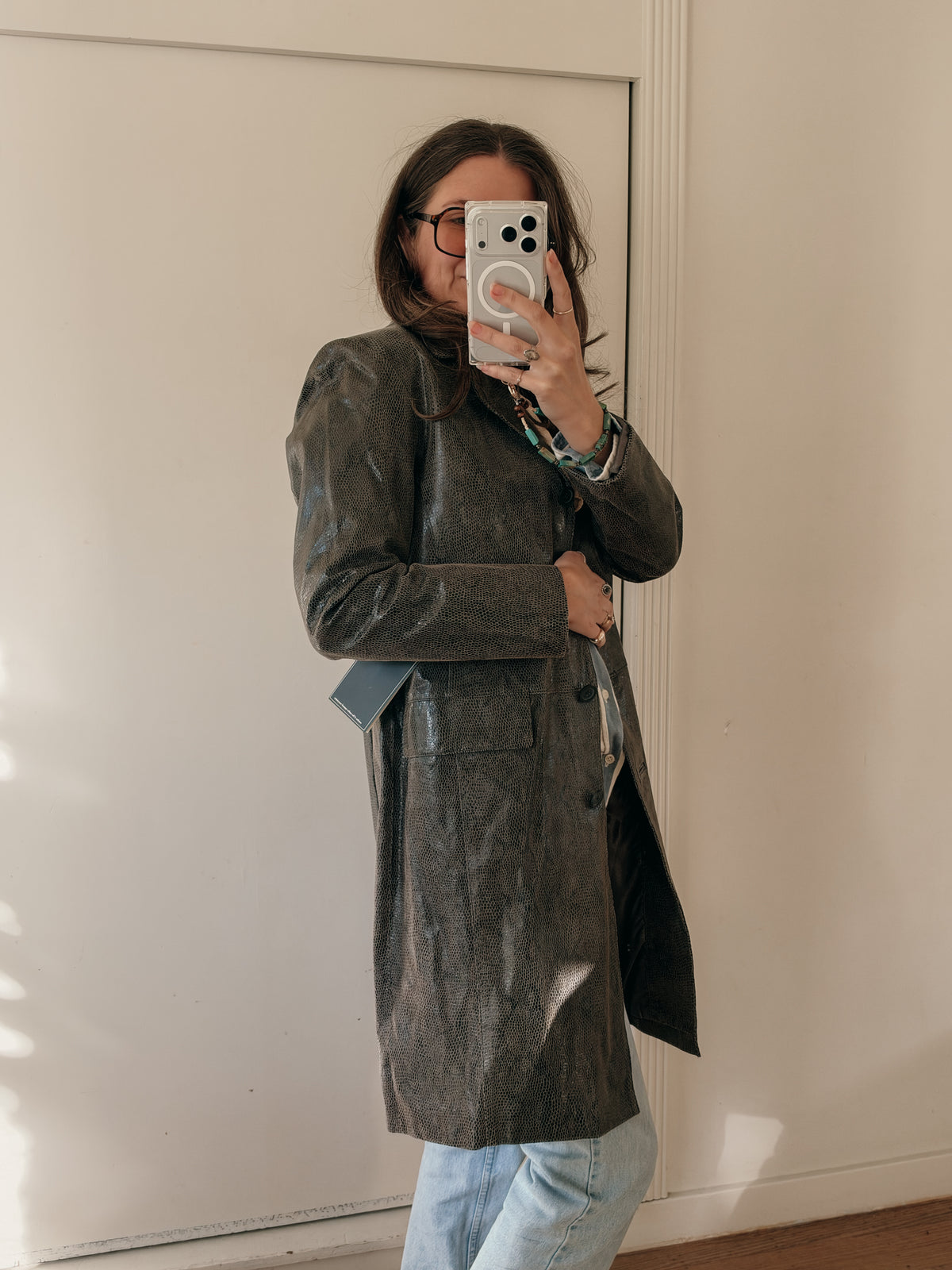 90s Adler Collection Reptile Embossed Leather Jacket [Deadstock]