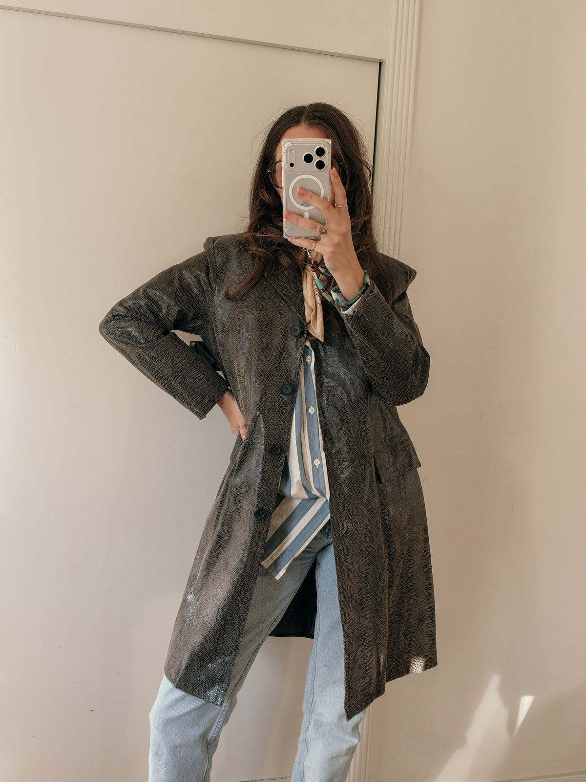 90s Adler Collection Reptile Embossed Leather Jacket [Deadstock]