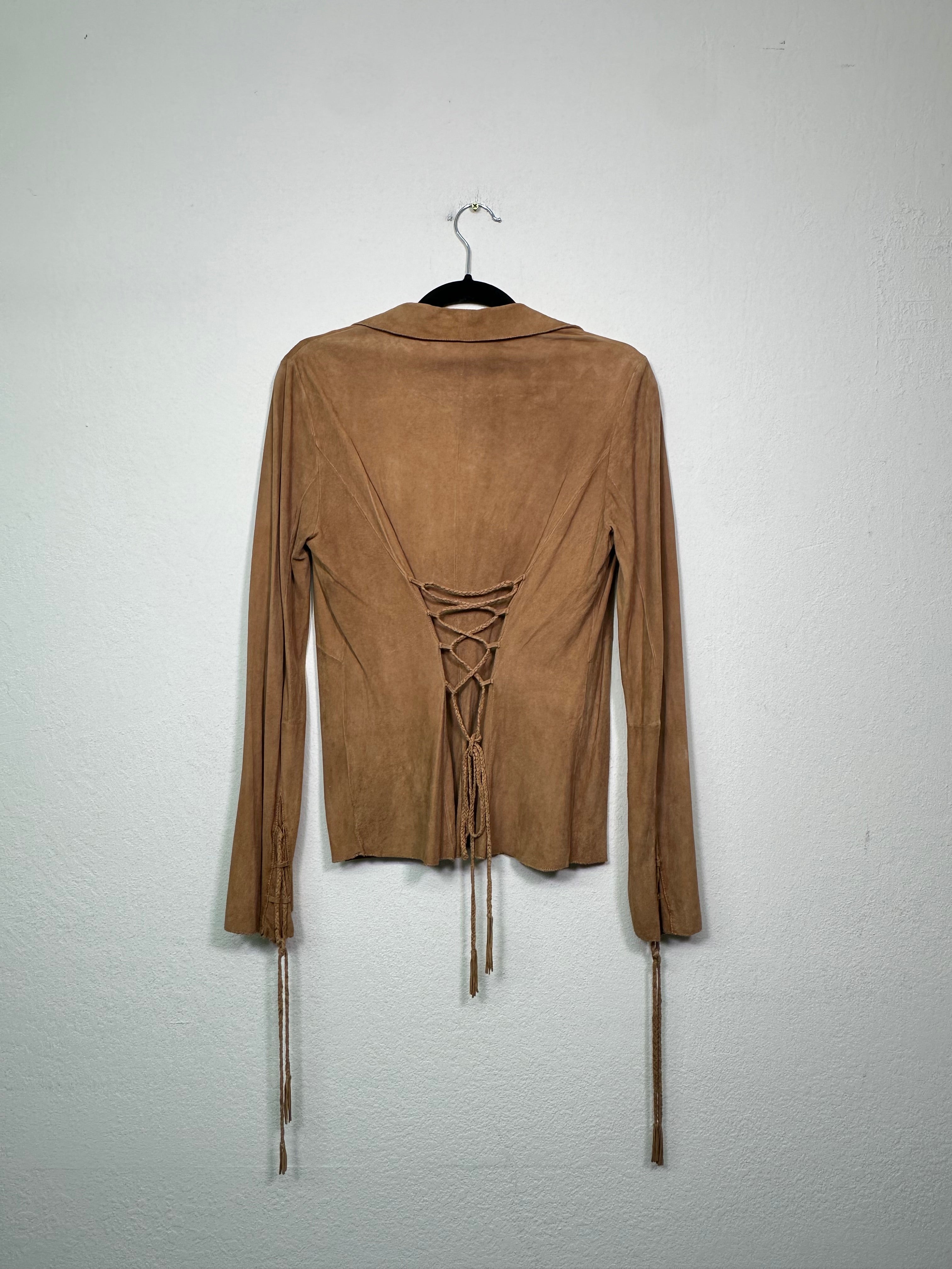 Goat Suede Lace-Up Top