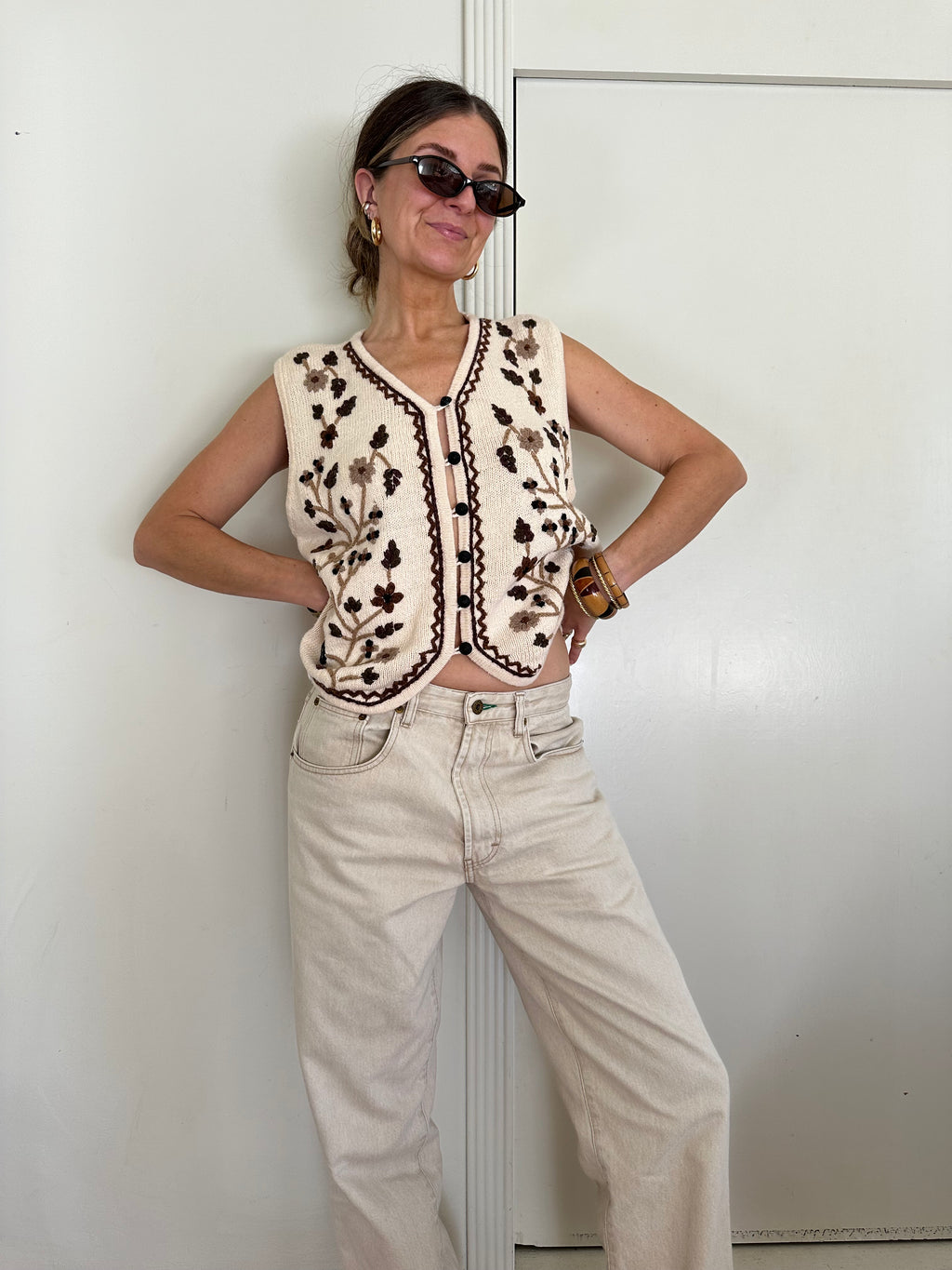 Hand-Embroidered Knit Vest