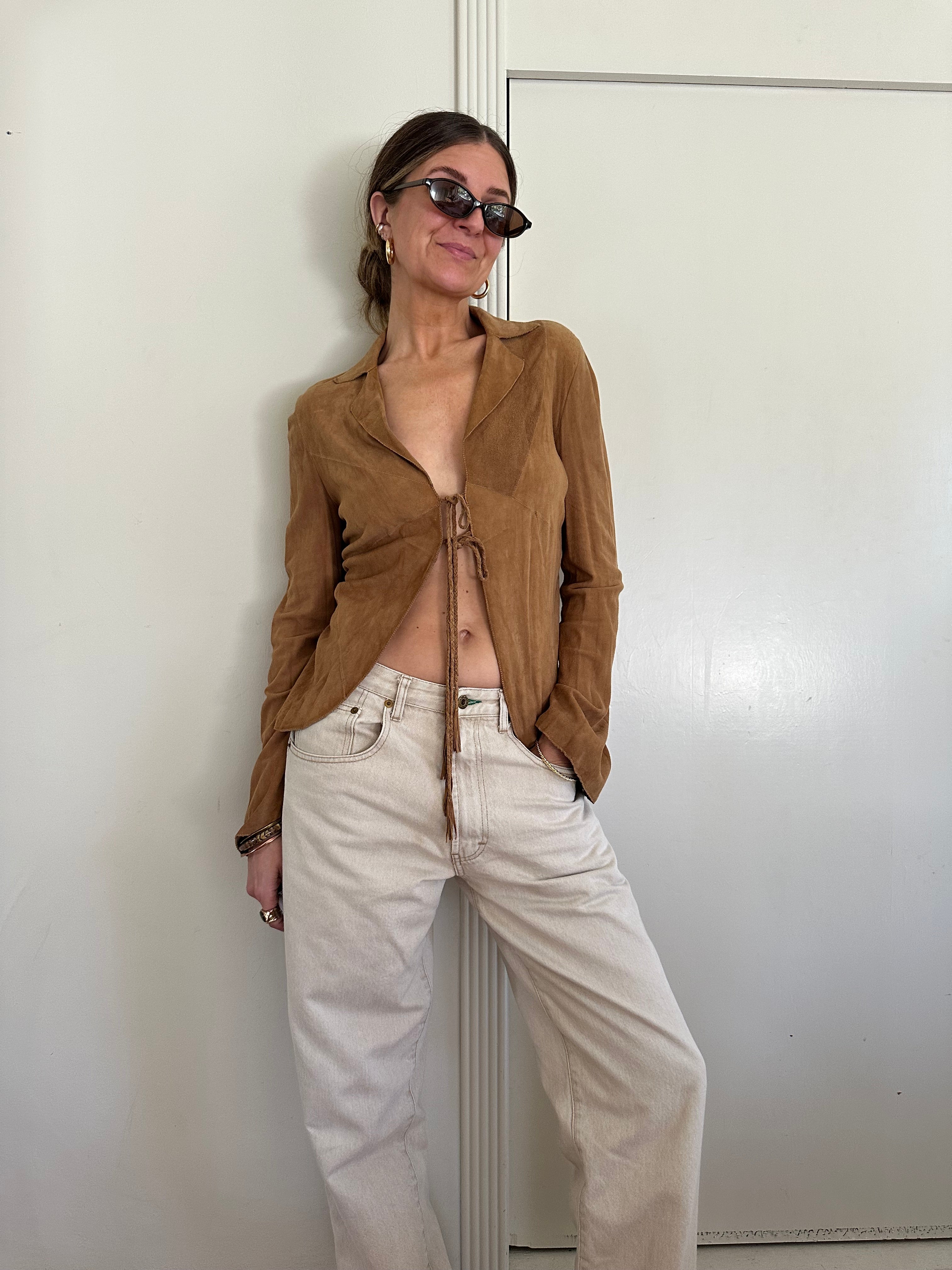 Goat Suede Lace-Up Top