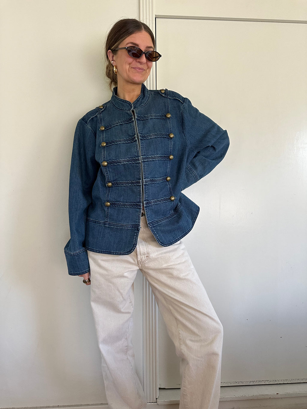Military-Style Denim Jacket