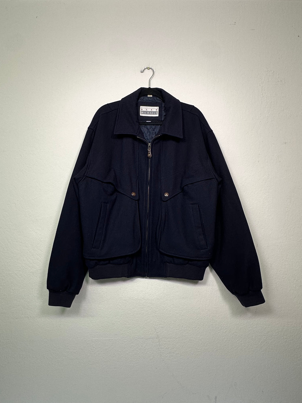 Deep Navy Wool Bomber Jacket