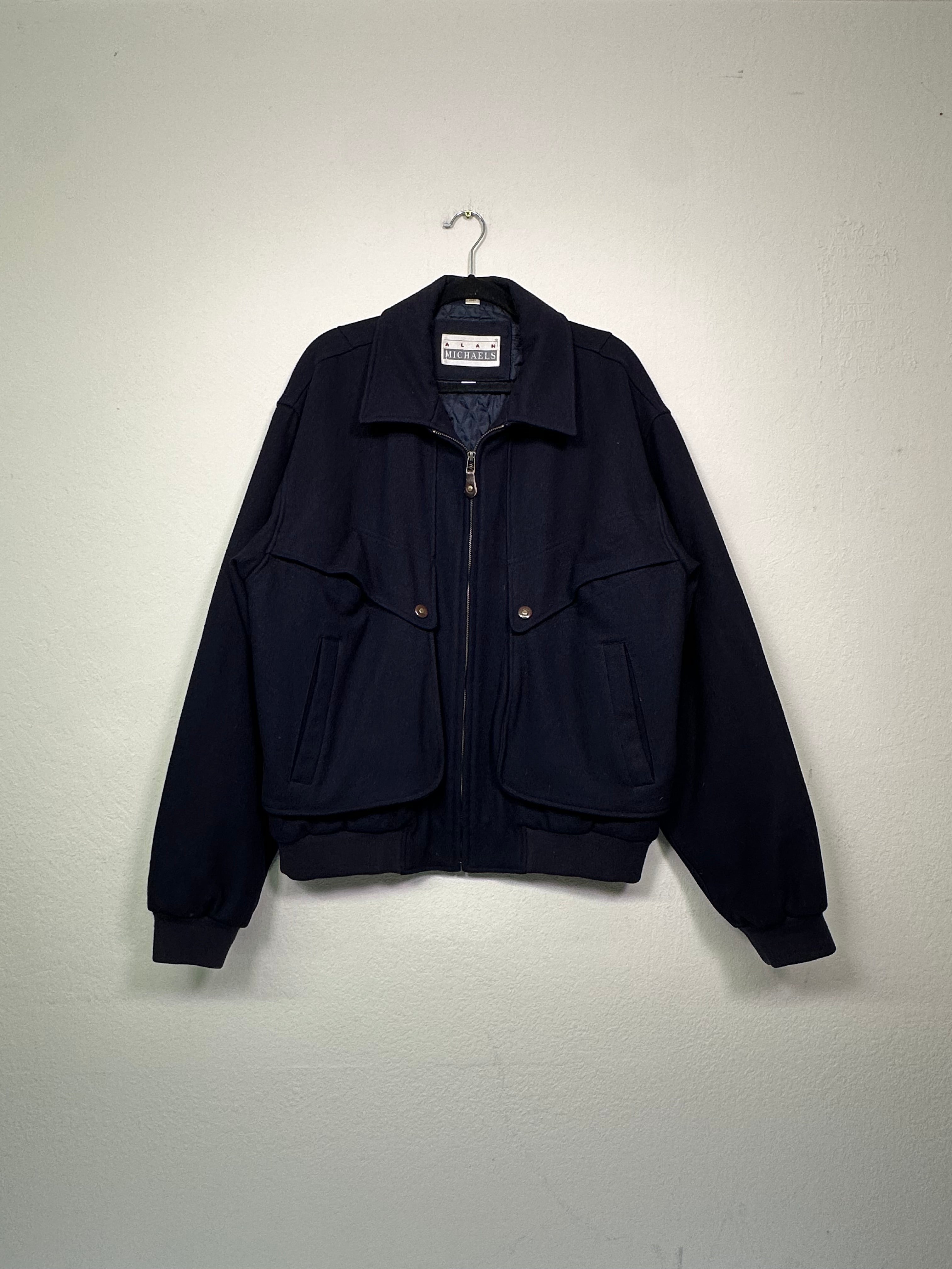 Deep Navy Wool Bomber Jacket
