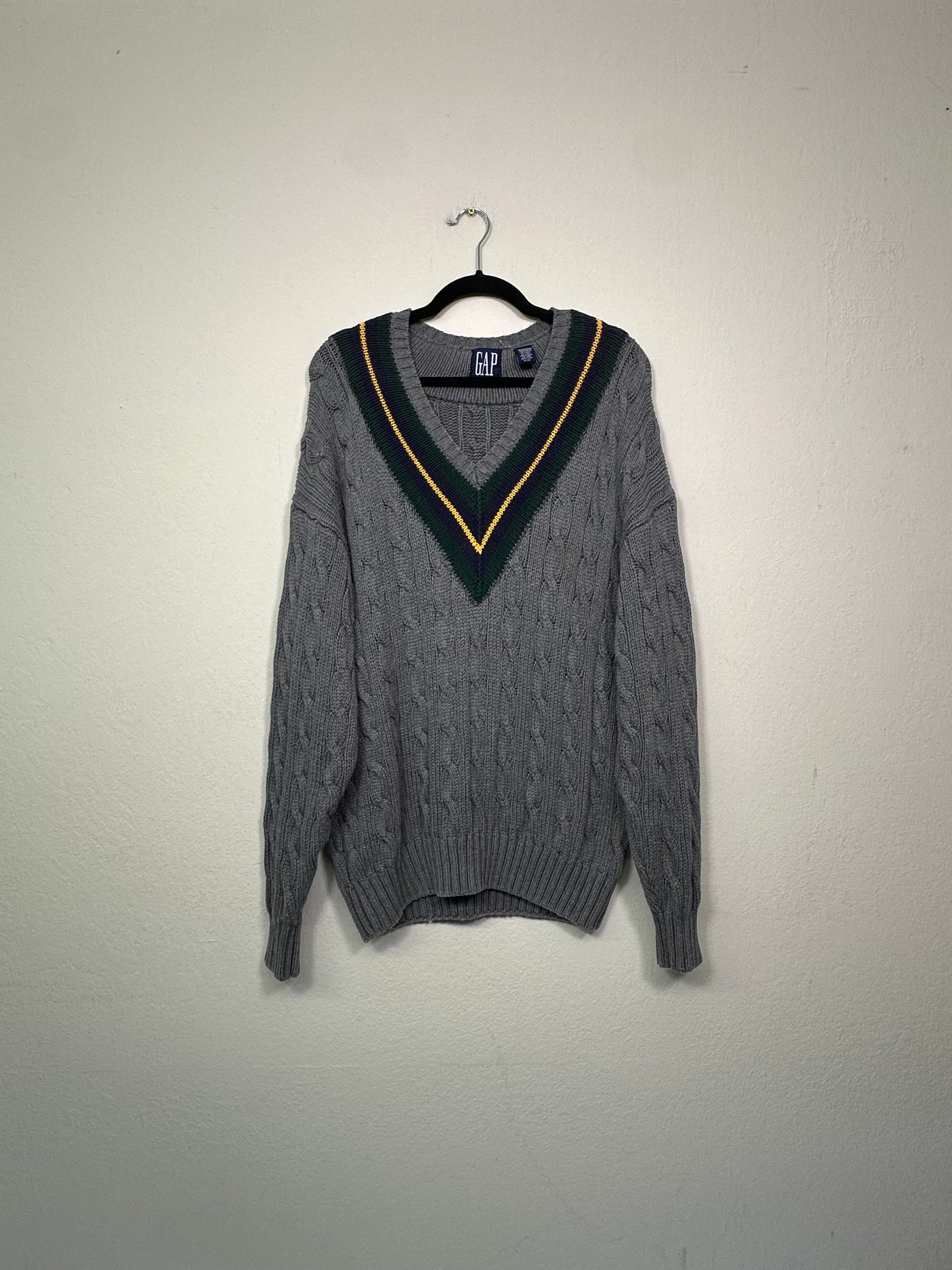 Vintage GAP Cable Knit Varsity Sweater