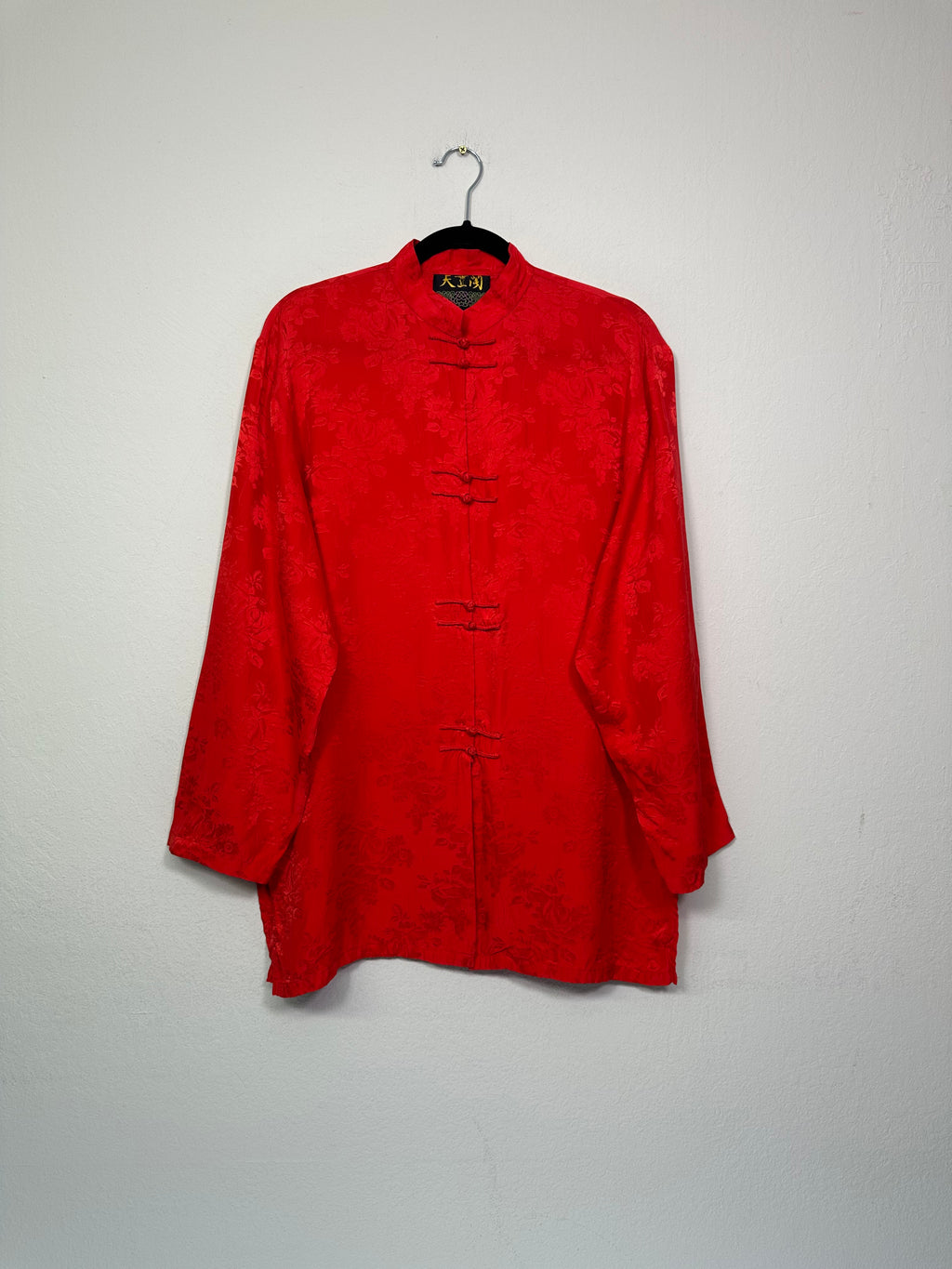Vintage Red Silk Mandarin Style Tunic