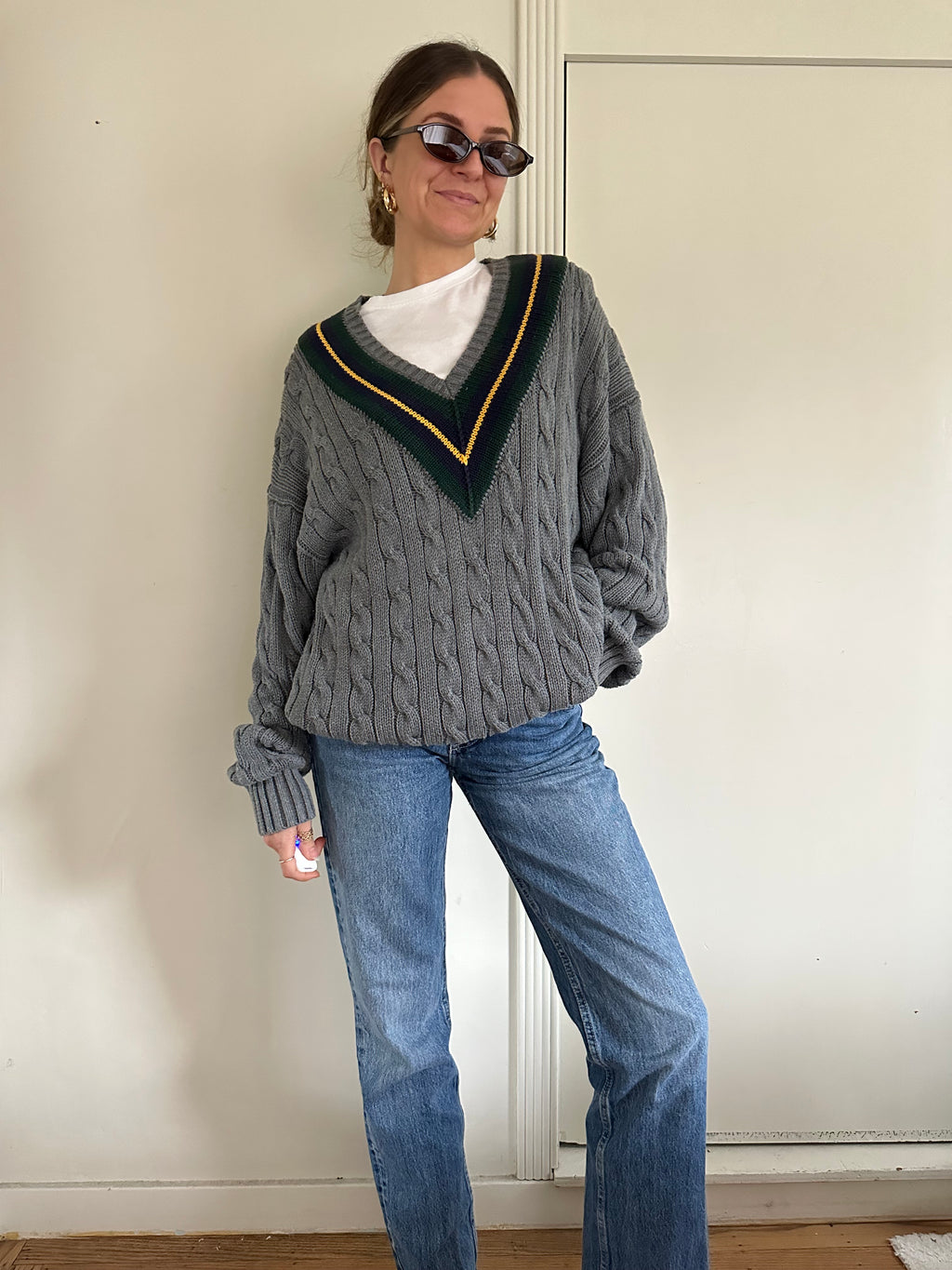 Vintage GAP Cable Knit Varsity Sweater