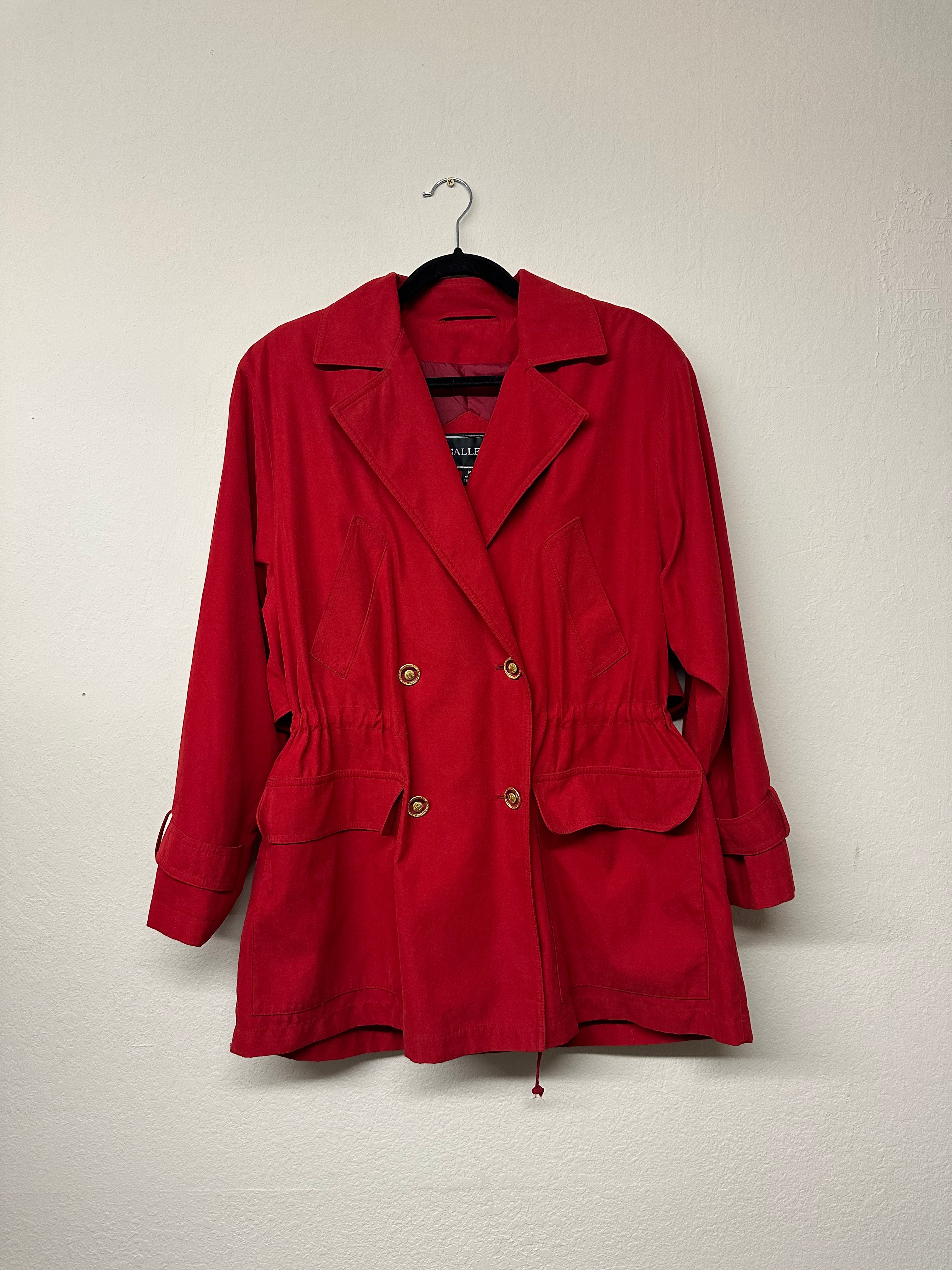 Gallery Red Drawstring Trench Coat