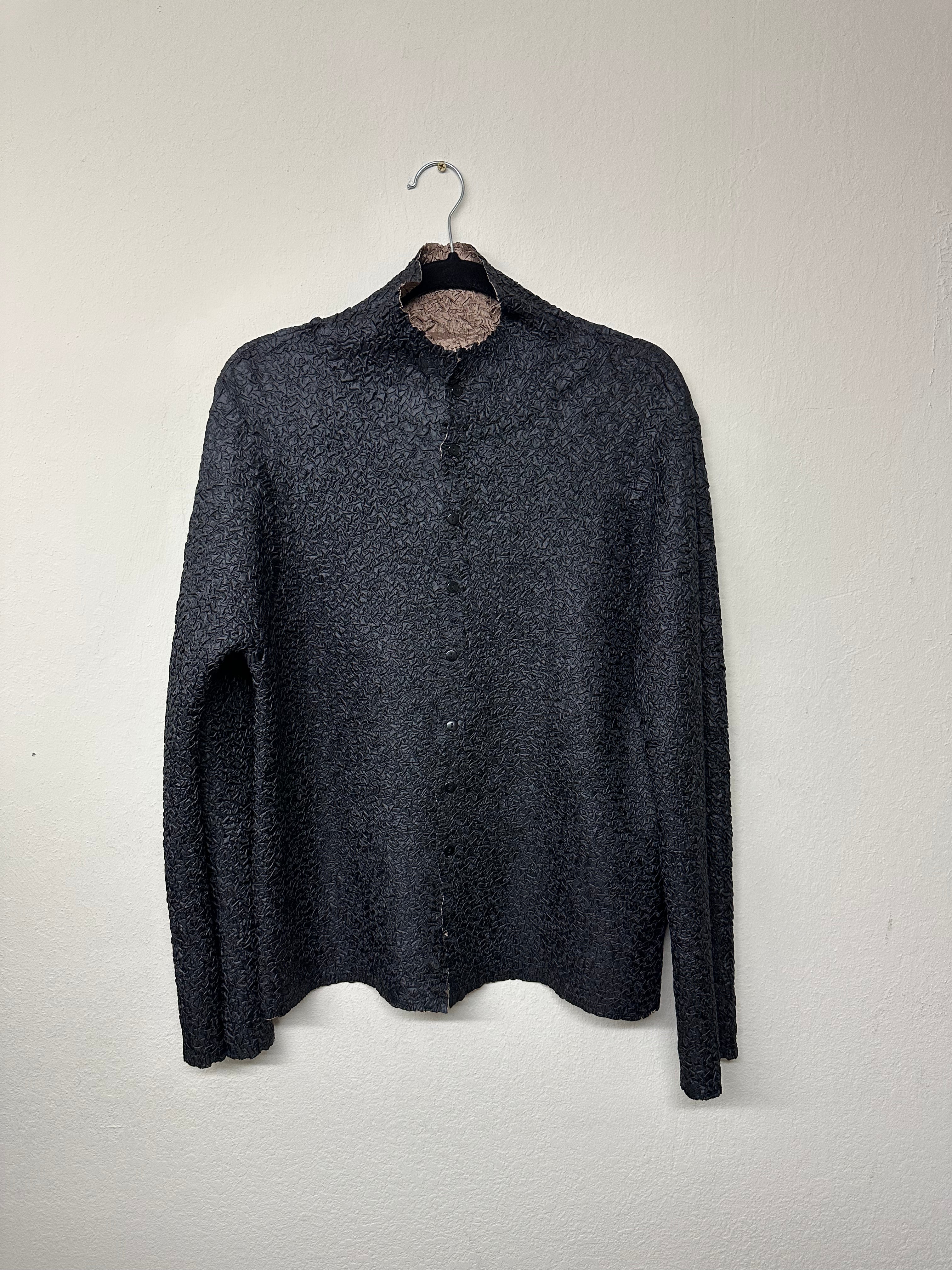 Reversible Black and Brown Mock Neck Tang Jacket