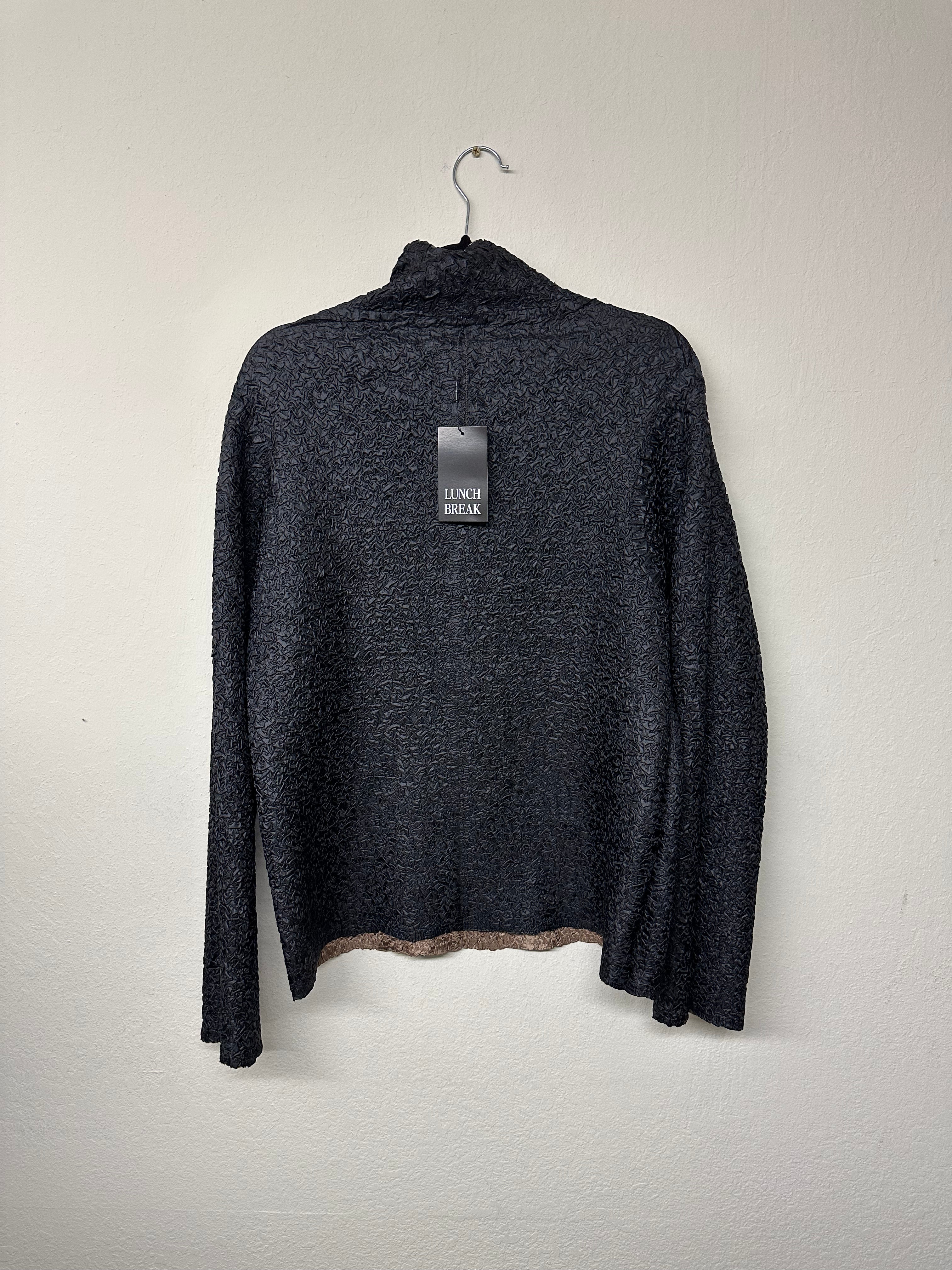 Reversible Black and Brown Mock Neck Tang Jacket